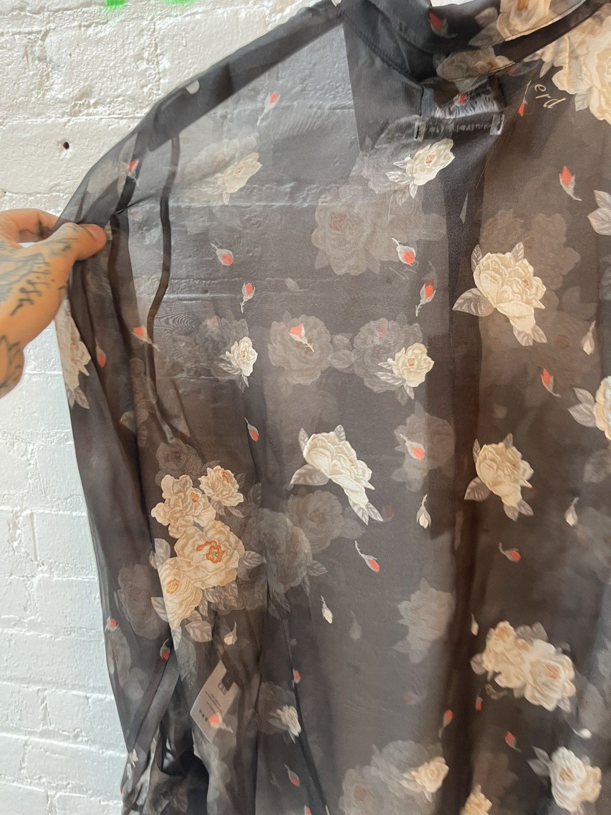 Enfants Riches Deprimes ERD NEW BLACK ROSES 100% SILK SHEER SHIRT L Size US L / EU 52-54 / 3 - 13 Thumbnail
