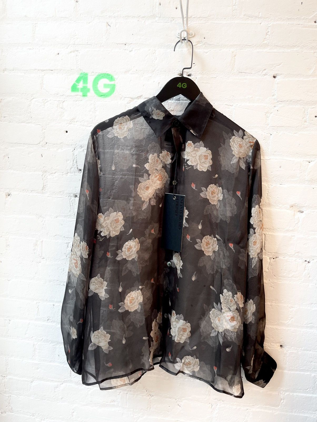 Enfants Riches Deprimes ERD NEW BLACK ROSES 100% SILK SHEER SHIRT L Size US L / EU 52-54 / 3 - 1 Thumbnail