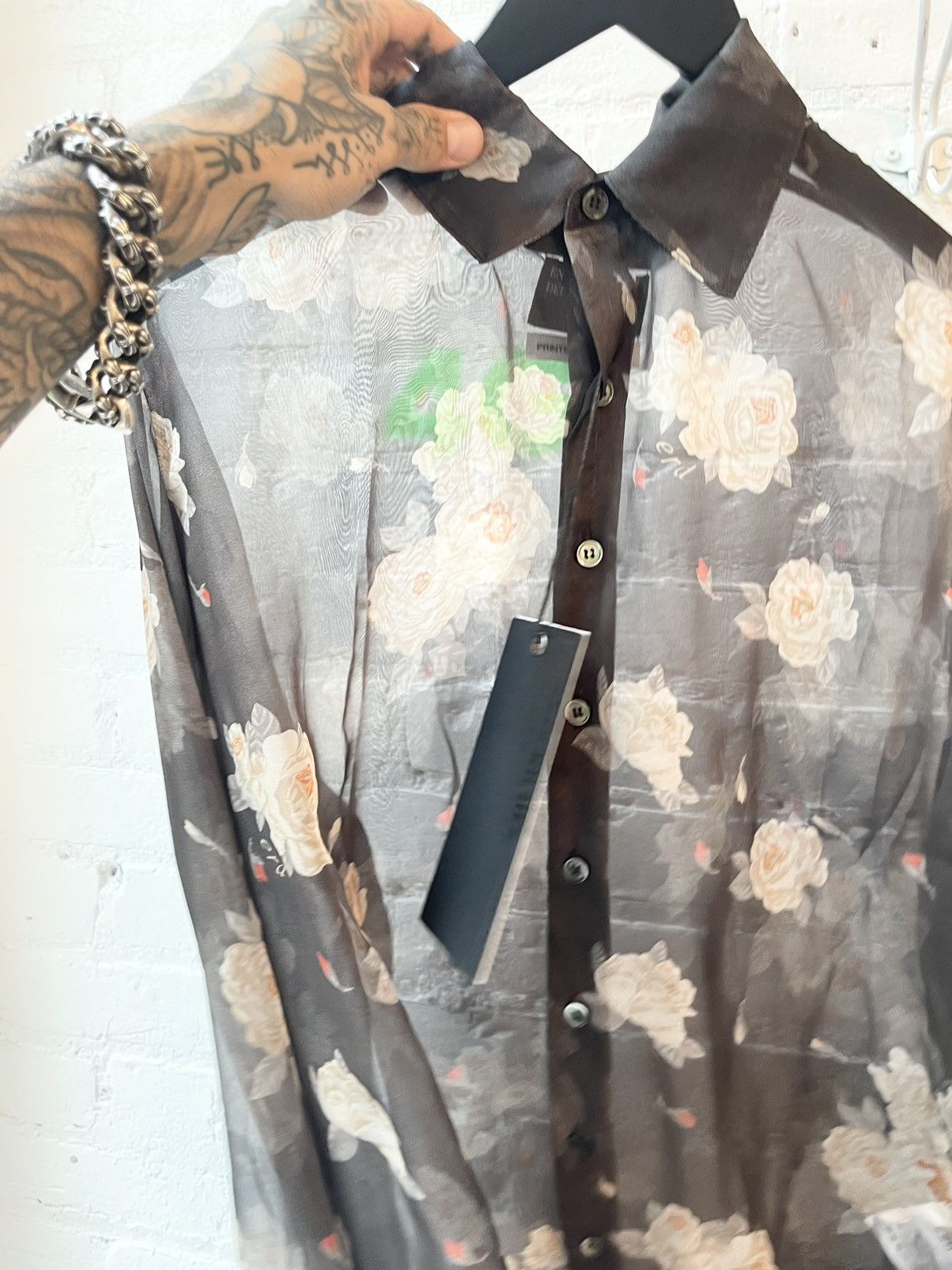 Enfants Riches Deprimes ERD NEW BLACK ROSES 100% SILK SHEER SHIRT L Size US L / EU 52-54 / 3 - 4 Thumbnail