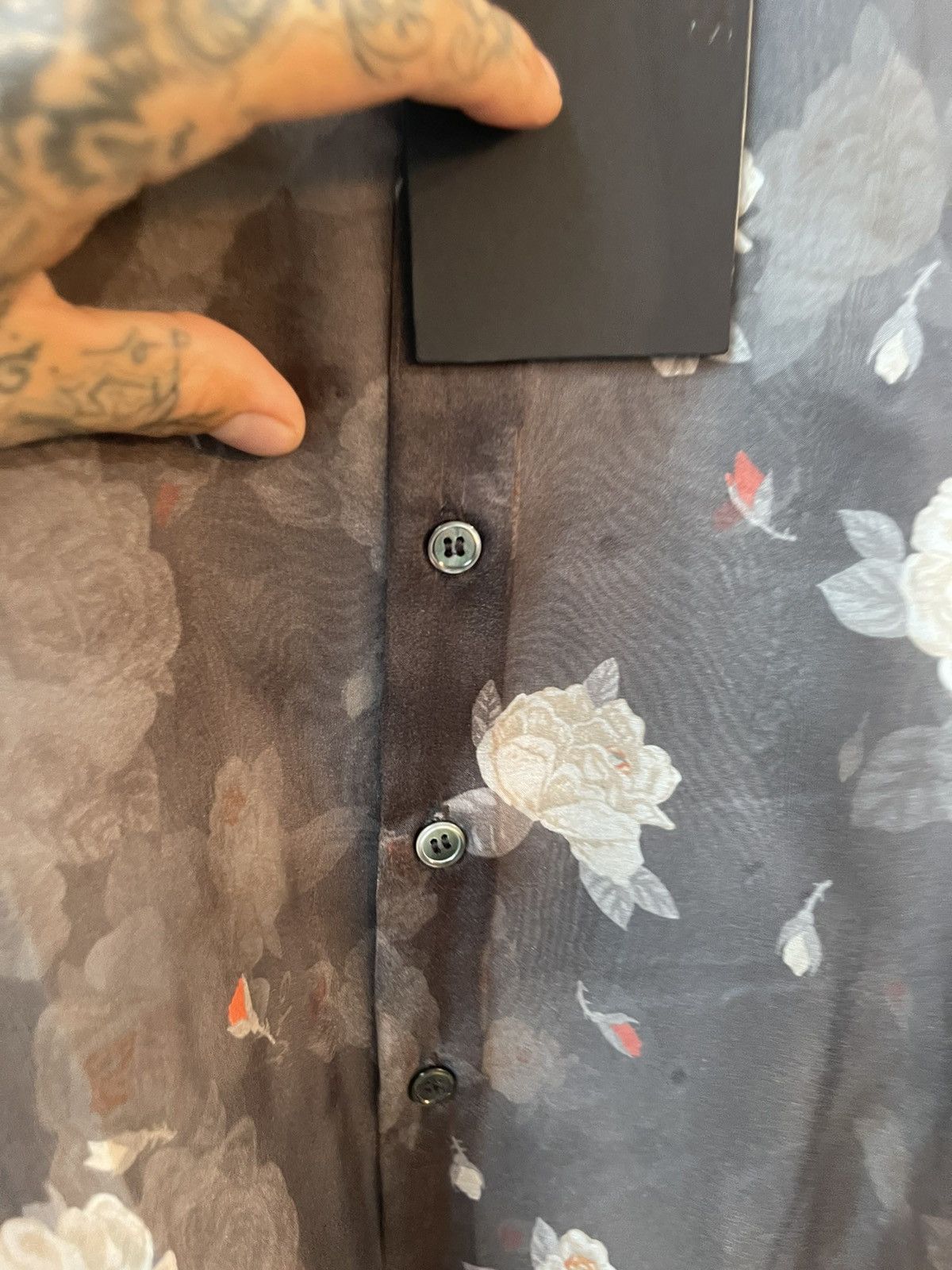 Enfants Riches Deprimes ERD NEW BLACK ROSES 100% SILK SHEER SHIRT L Size US L / EU 52-54 / 3 - 8 Thumbnail