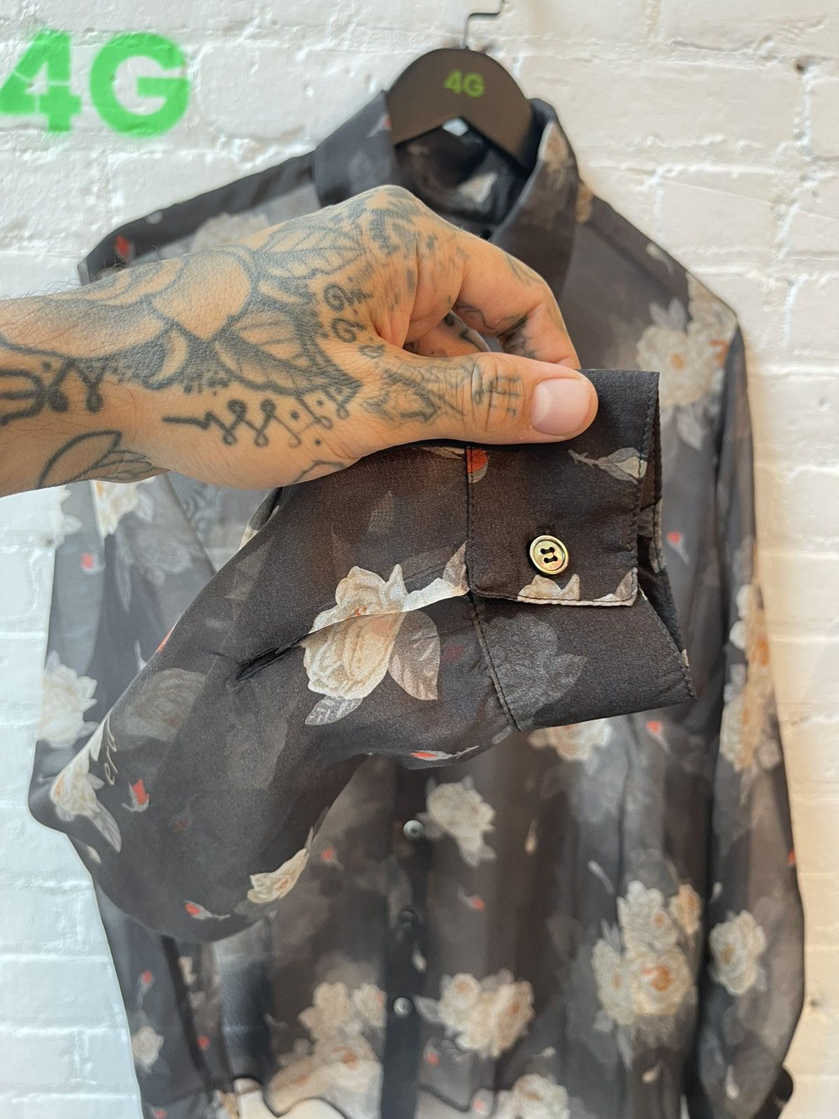 Enfants Riches Deprimes ERD NEW BLACK ROSES 100% SILK SHEER SHIRT L Size US L / EU 52-54 / 3 - 9 Thumbnail