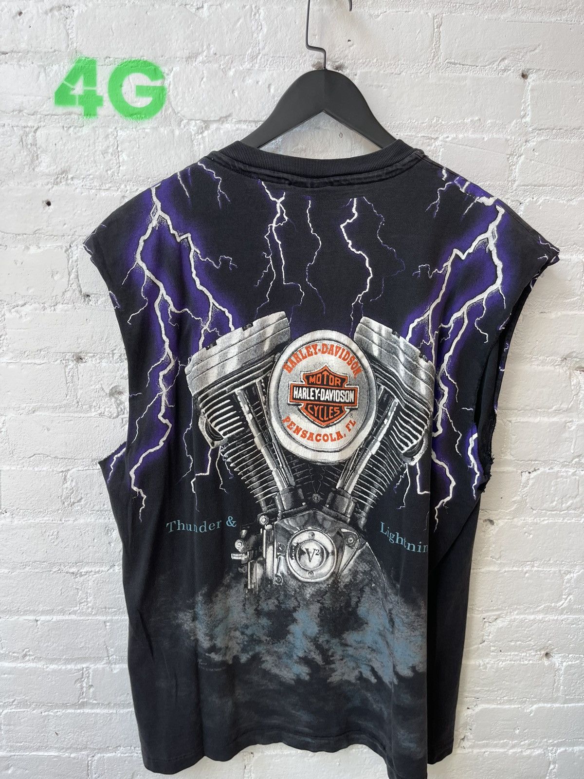 Harley Davidson × Vintage Vintage THRASHED HARLEY THUNDER LIGHTNING TANK TOP SHIRT XL Size US XL / EU 56 / 4 - 10 Thumbnail
