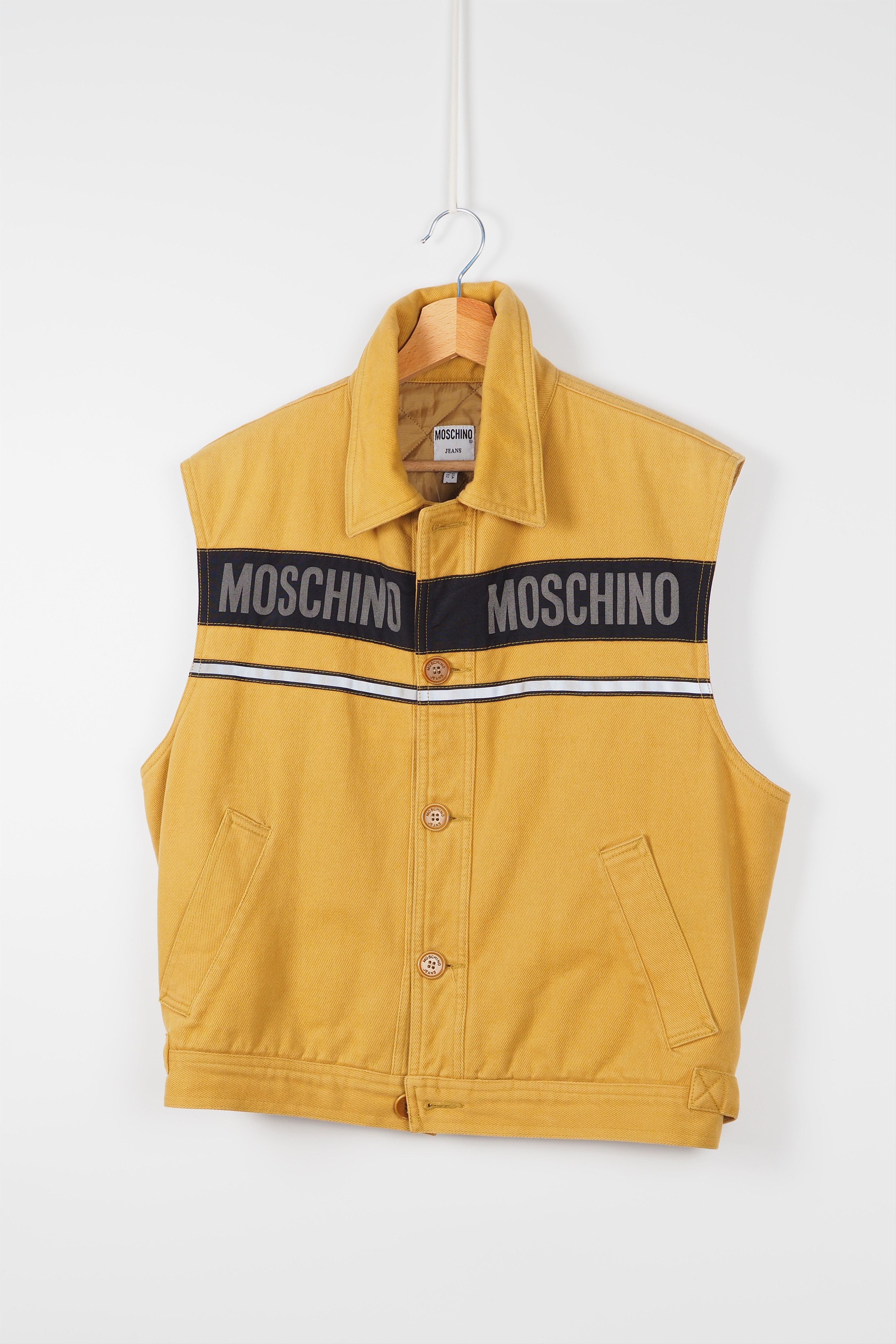 image of Moschino Jeans Vintage Reflective Gillet Vest 38 48 M Ou004 in Brown/Yellow, Men's (Size Medium)