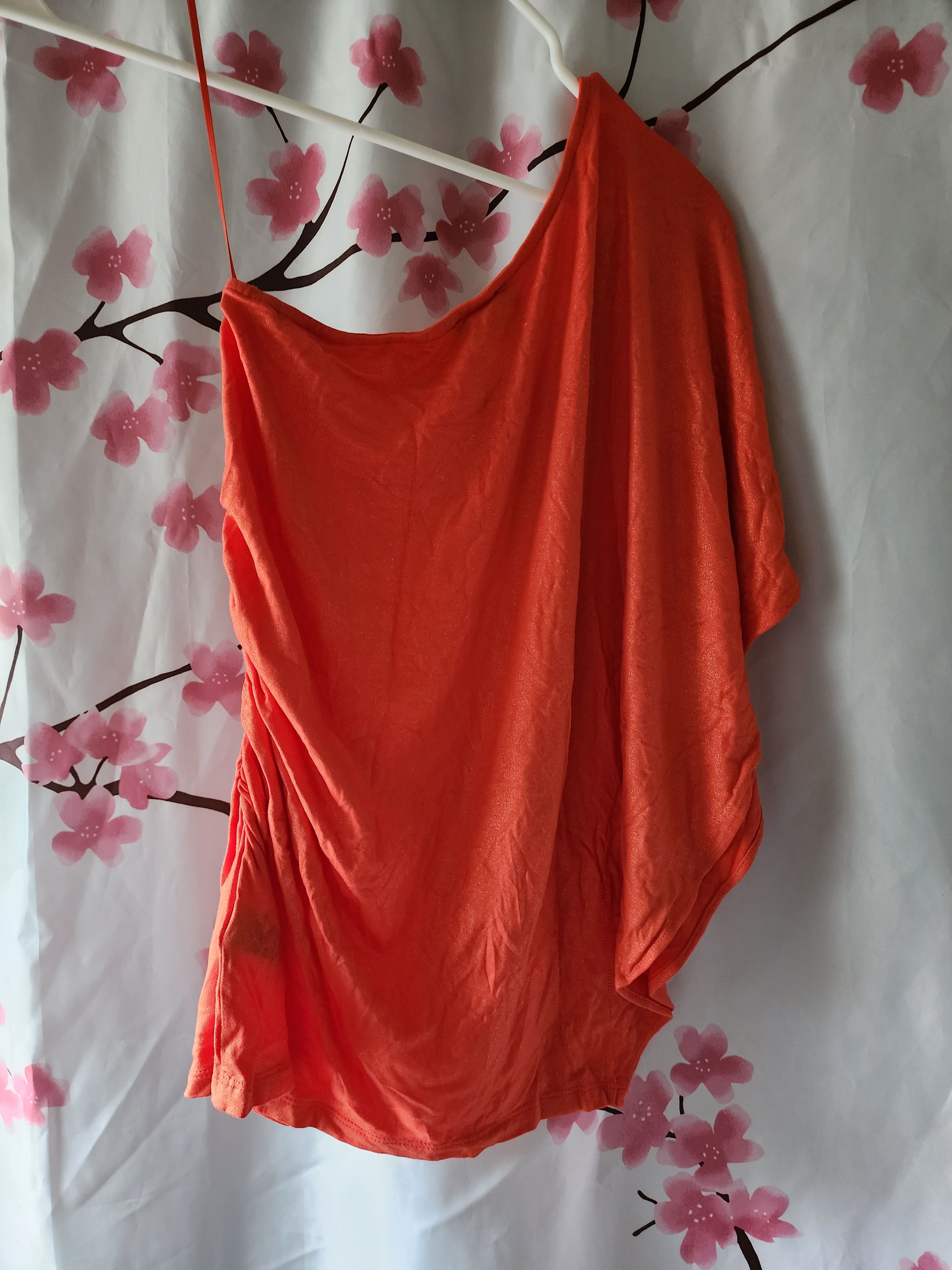 Express Express One Shoulder Flutter Sleeve Orange Gold Shirt Top XS Size XS / US 0-2 / IT 36-38 - 3 Thumbnail