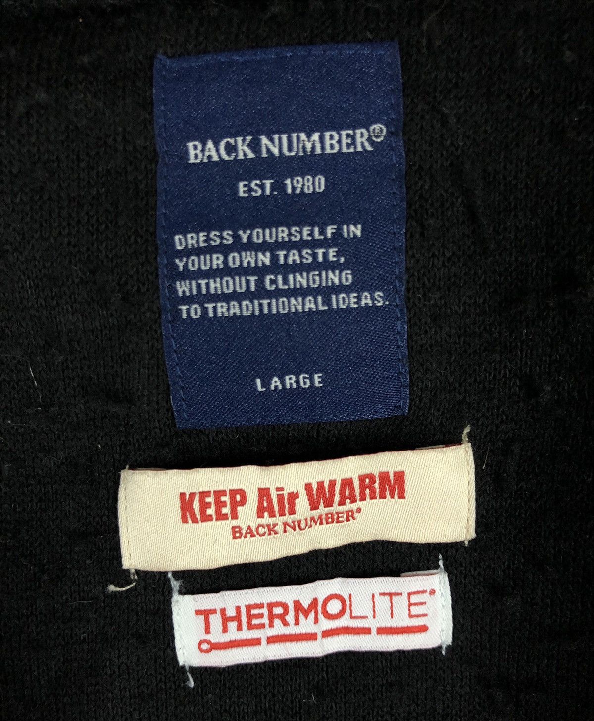 Japanese Brand BACK NUMBERS KEEP AIR WARM THERMOLITE HYBRID FLEECE cw21 Size US L / EU 52-54 / 3 - 9 Thumbnail