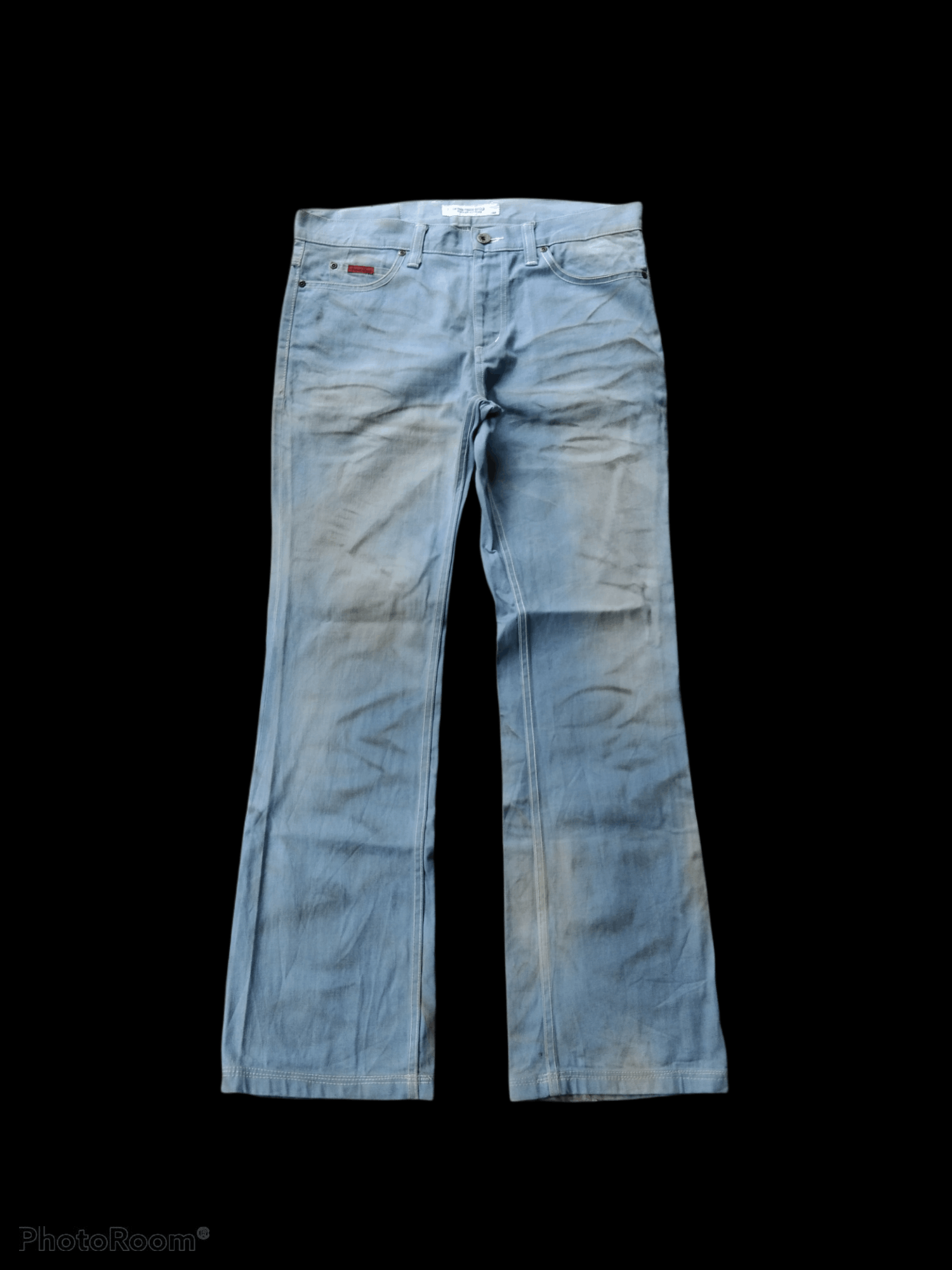 image of Avant Garde x Distressed Denim Light Blue Boocut Made In Japan Of The Niege in Light Blues Distress