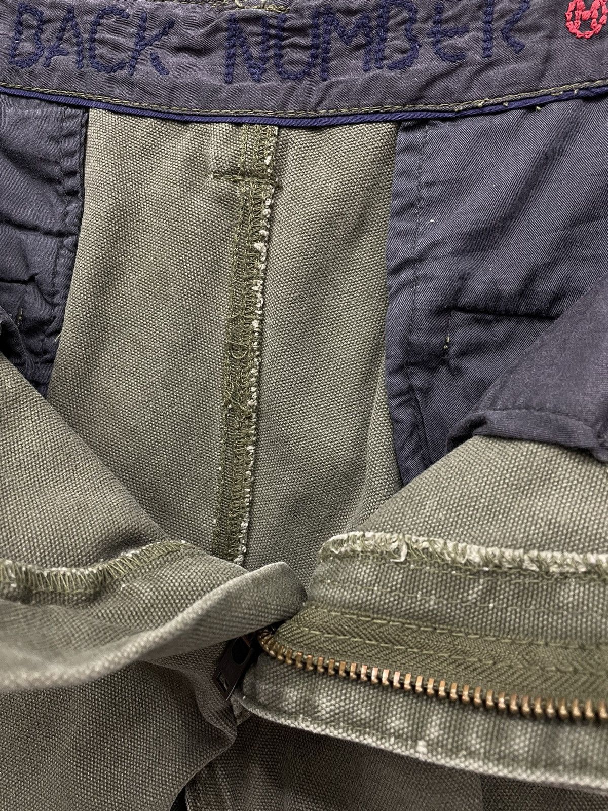 Japanese Brand × Vintage Vintage BACK NUMBER Punk Zipper Canvas Green Army Pants Size US 31 - 6 Thumbnail