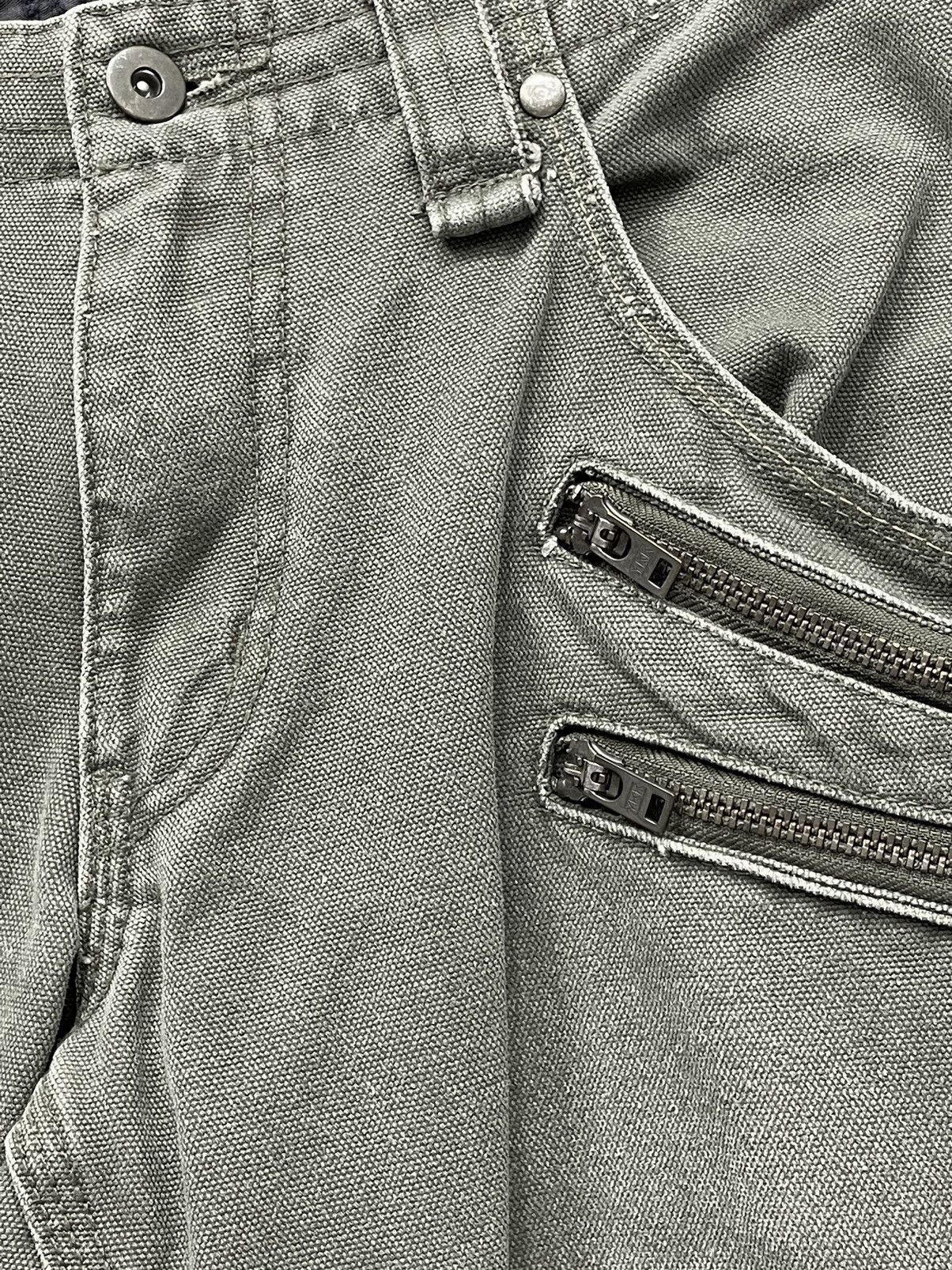 Japanese Brand × Vintage Vintage BACK NUMBER Punk Zipper Canvas Green Army Pants Size US 31 - 3 Thumbnail