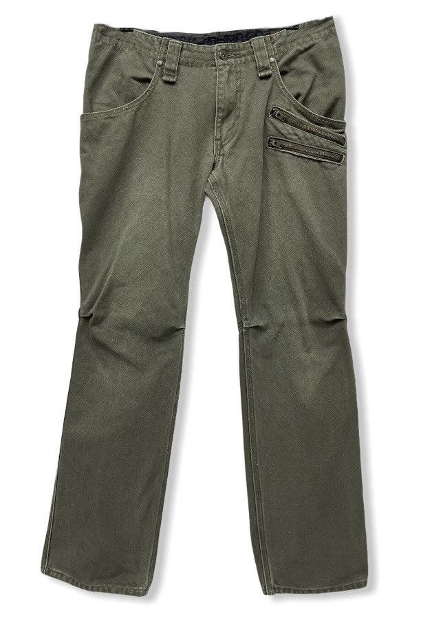 Japanese Brand × Vintage Vintage BACK NUMBER Punk Zipper Canvas Green Army Pants Size US 31 - 4 Thumbnail