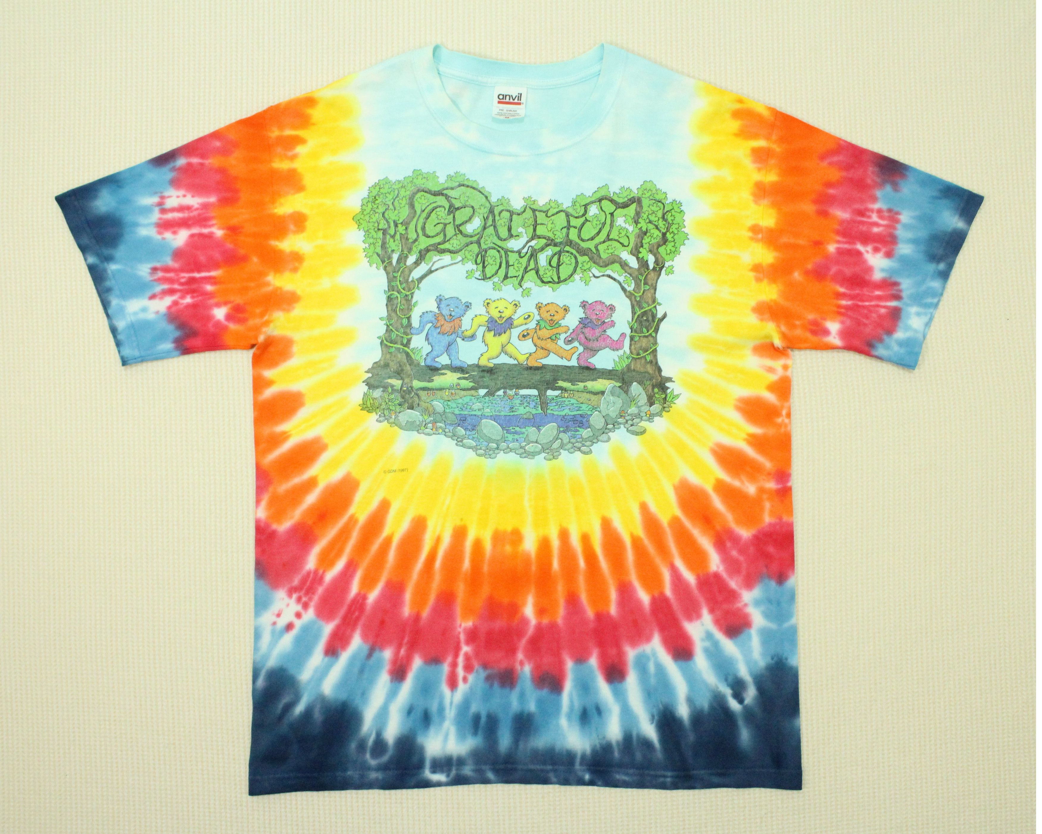 Vintage 90s GRATEFUL DEAD T Shirt Tie Dye PEACE Logo