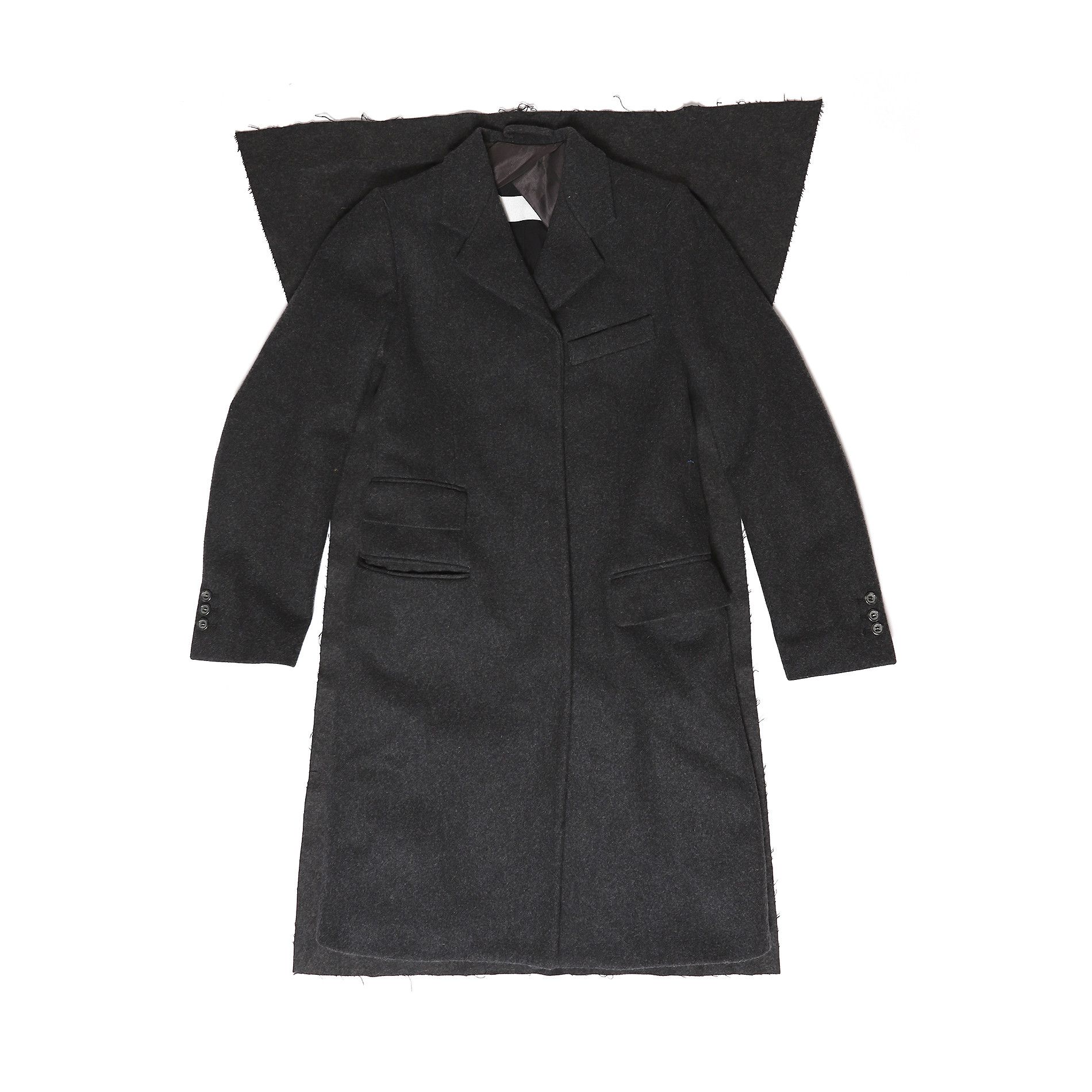 image of Maison Margiela 90's Miss Deanna Grey Flap Wool Coat in Anthracite, Women's (Size Medium)