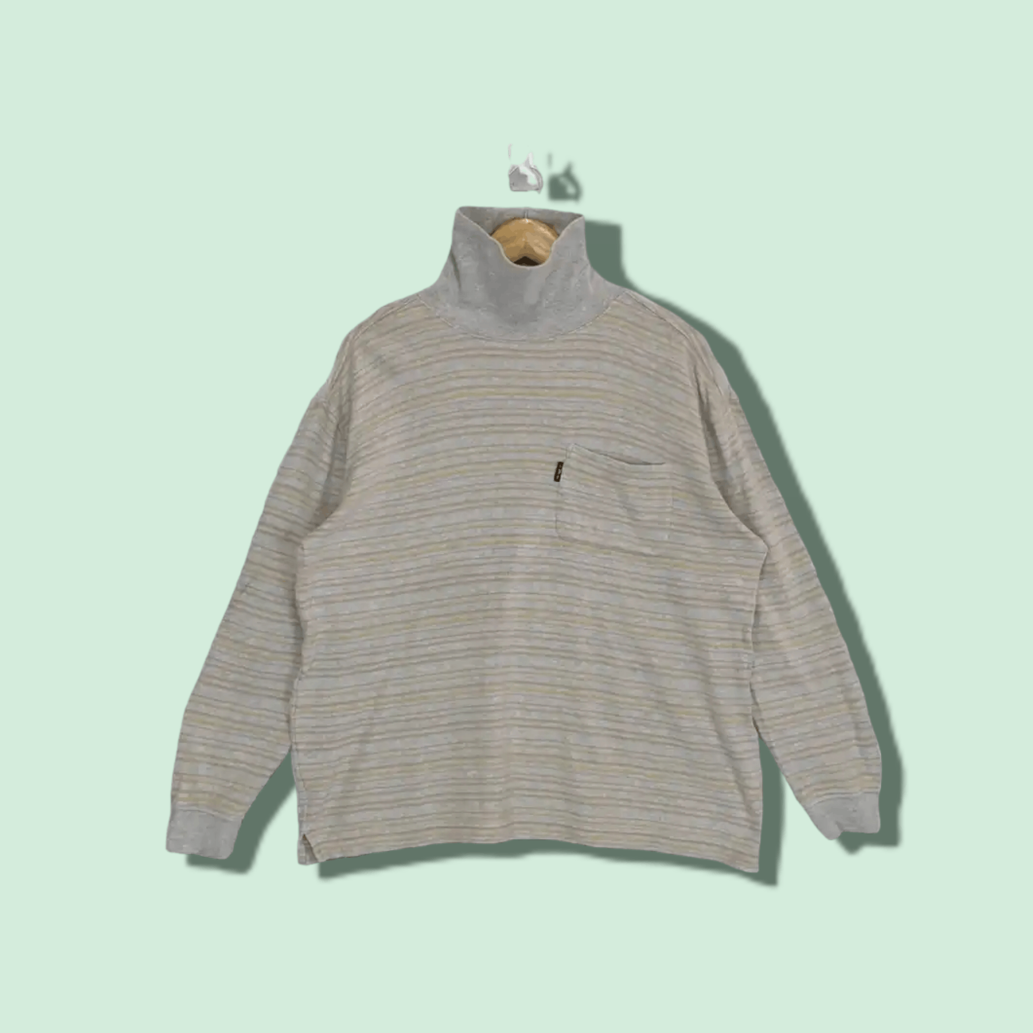 Playboy PLAYBOY Striped Turtle Neck Jumper Sweatshirt Size US M / EU 48-50 / 2 - 1 Thumbnail