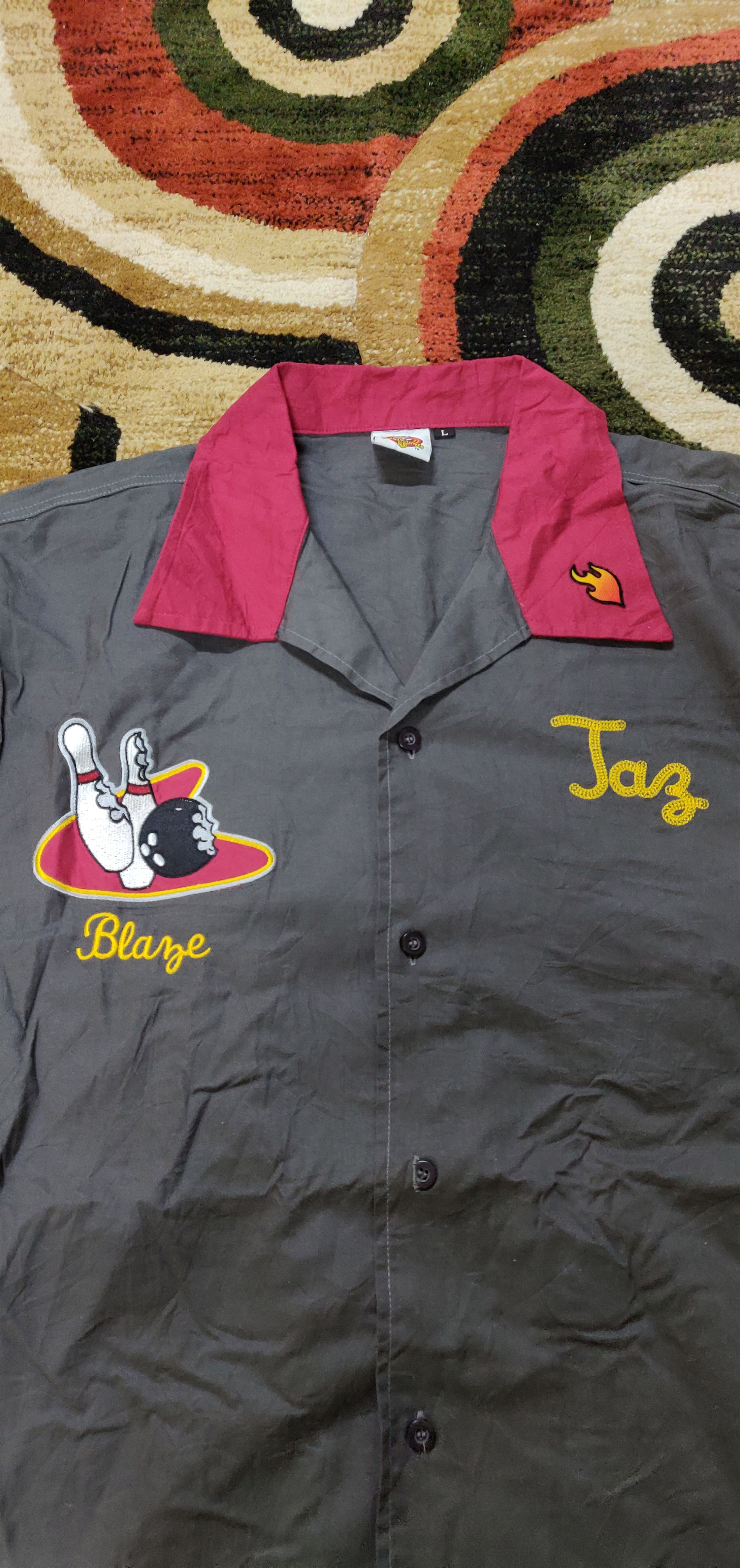 Cartoon Network (B67) Looney tunes - tazmania embroided bowling shirt Size US L / EU 52-54 / 3 - 2 Thumbnail