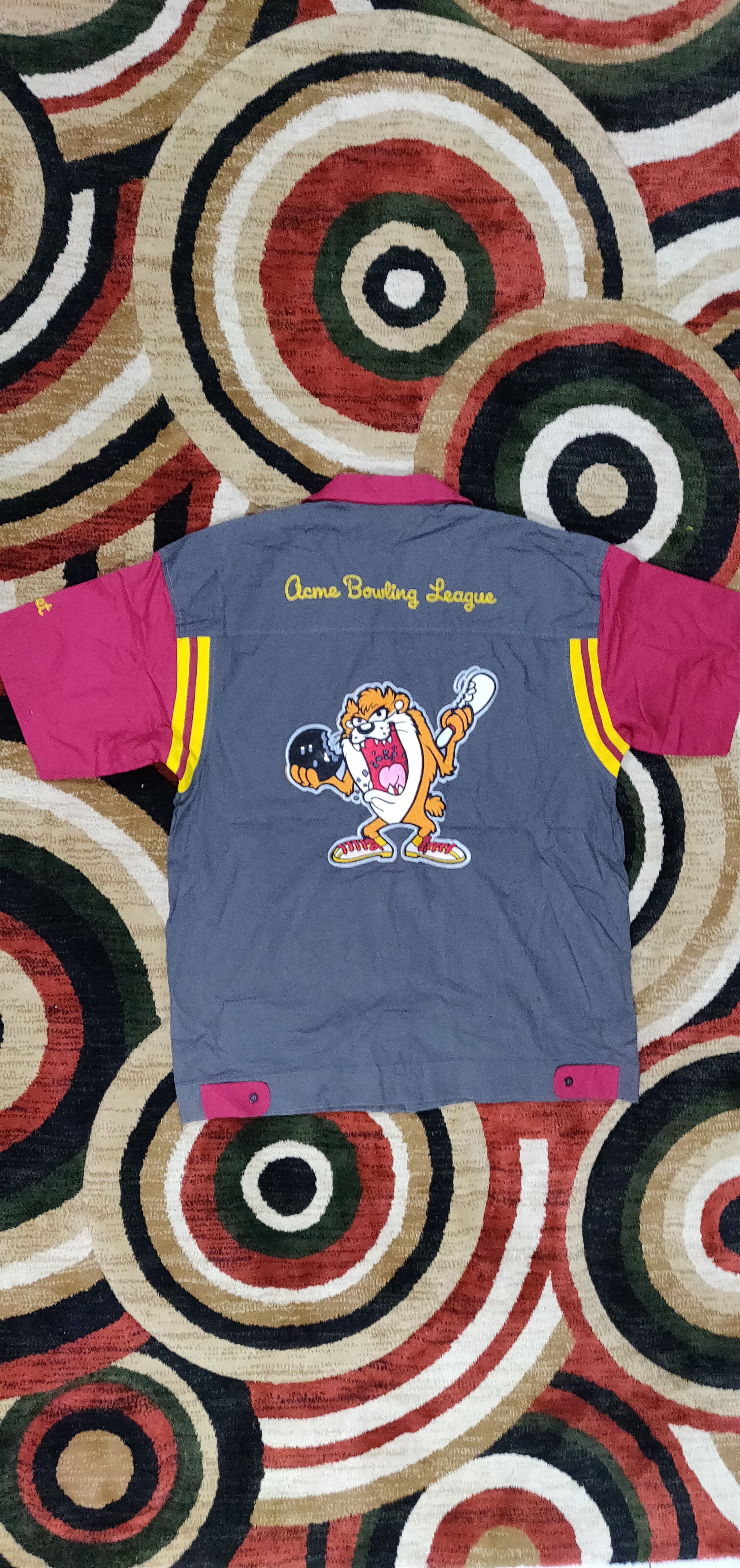 Cartoon Network (B67) Looney tunes - tazmania embroided bowling shirt Size US L / EU 52-54 / 3 - 13 Thumbnail