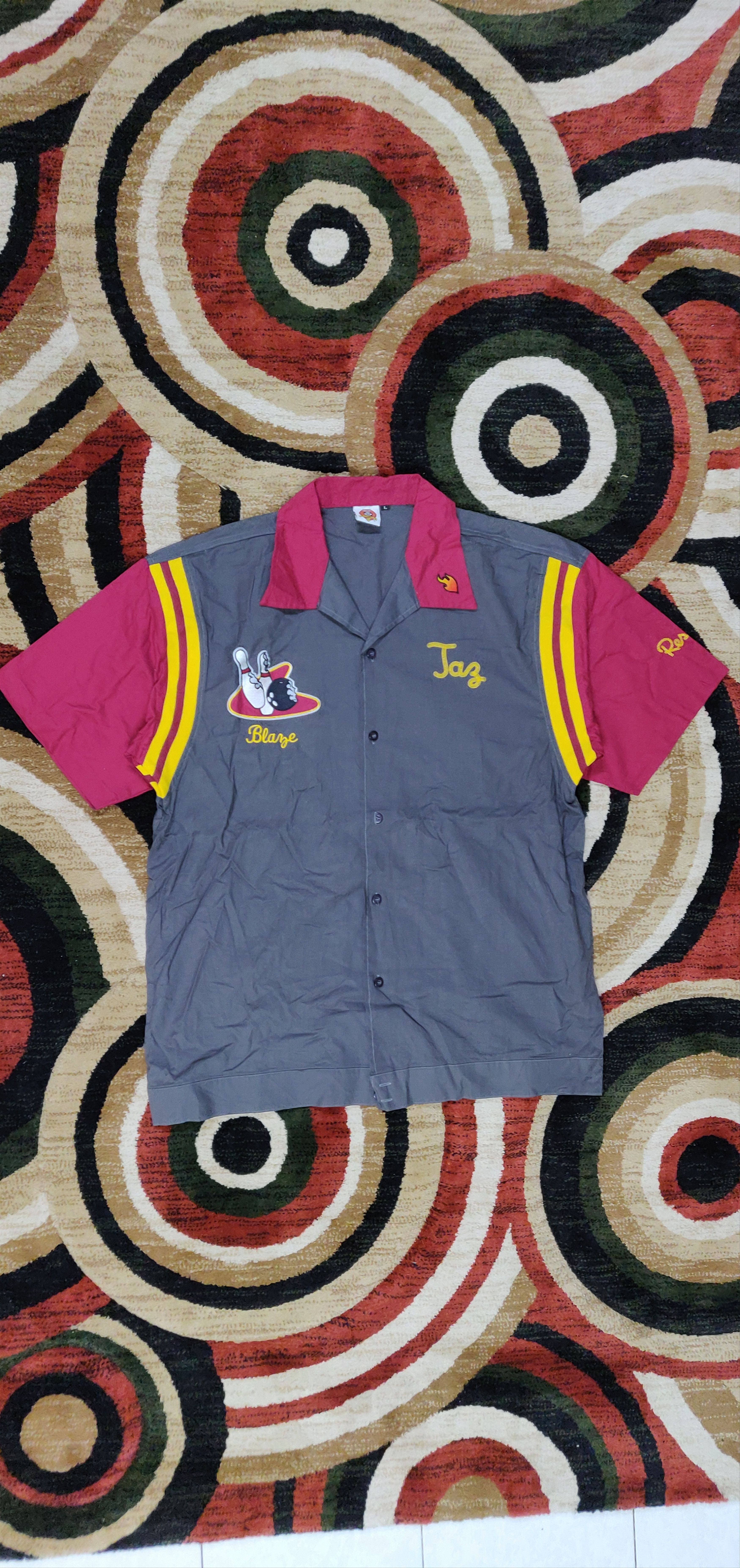 Cartoon Network (B67) Looney tunes - tazmania embroided bowling shirt Size US L / EU 52-54 / 3 - 3 Thumbnail