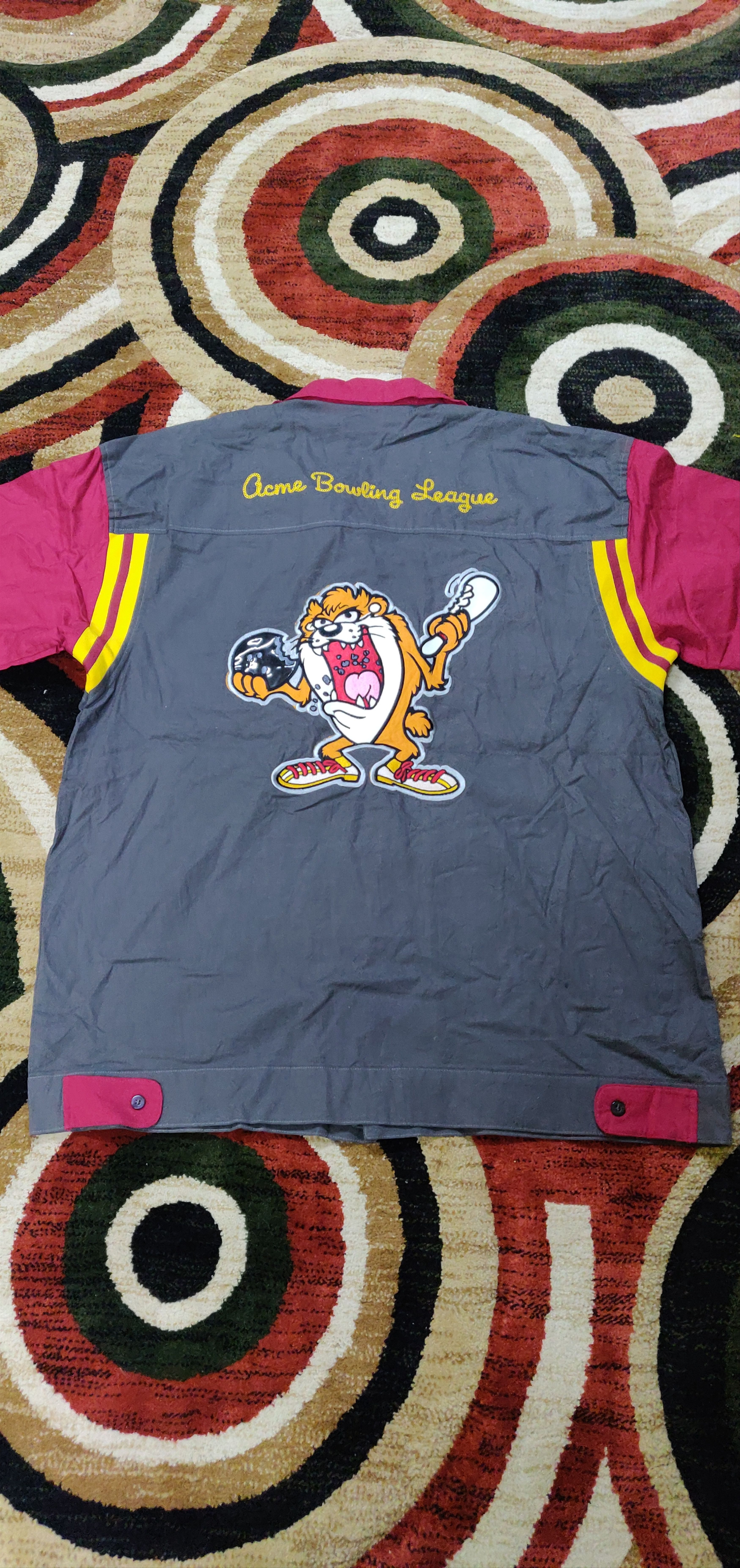 Cartoon Network (B67) Looney tunes - tazmania embroided bowling shirt Size US L / EU 52-54 / 3 - 12 Thumbnail