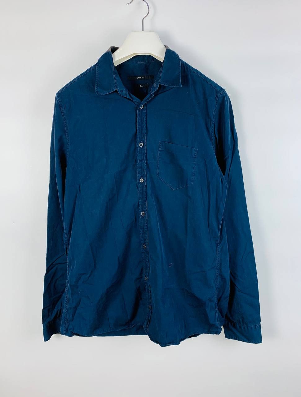 image of Gucci Shirt Button Ups Blue Cotton, Men's (Size Medium)