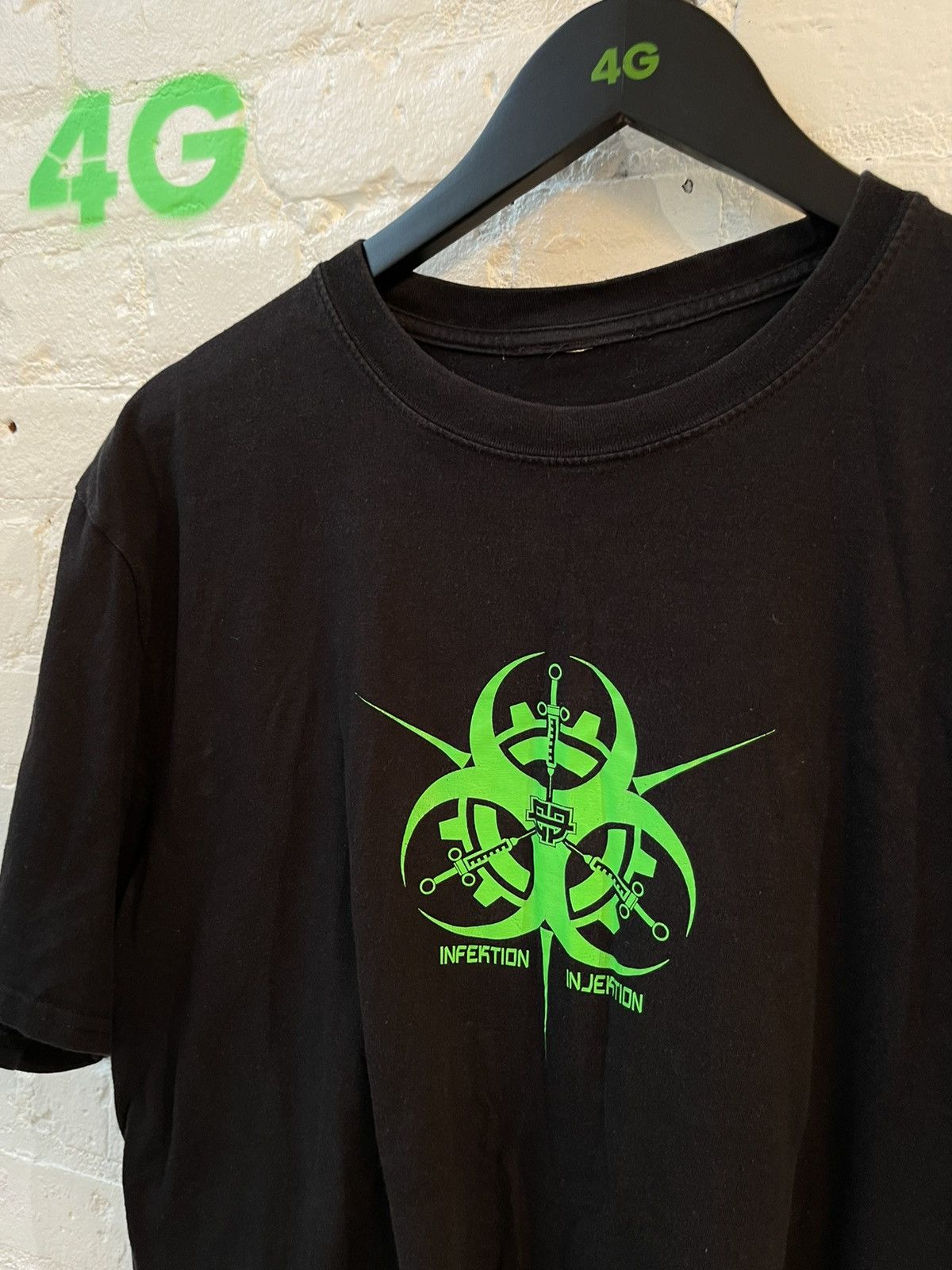 Vintage Vintage BIOHAZARD DANGER POISON Black Lime Neon Green Shirt Size US L / EU 52-54 / 3 - 4 Thumbnail