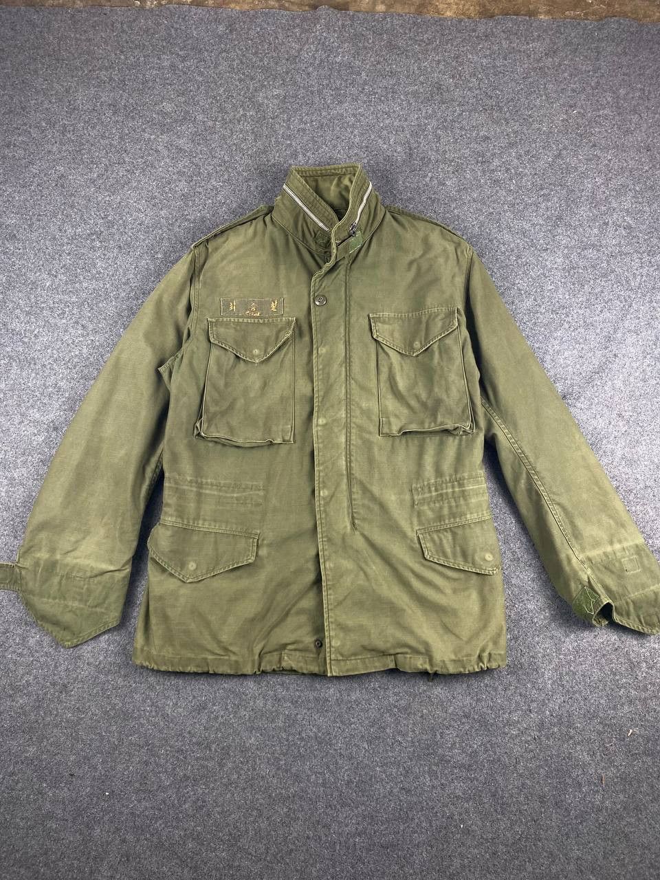 image of Military x USMC Vintage Faded Us Army Og107 Jacket Conmar Zipper in Army Green, Men's (Size Small)