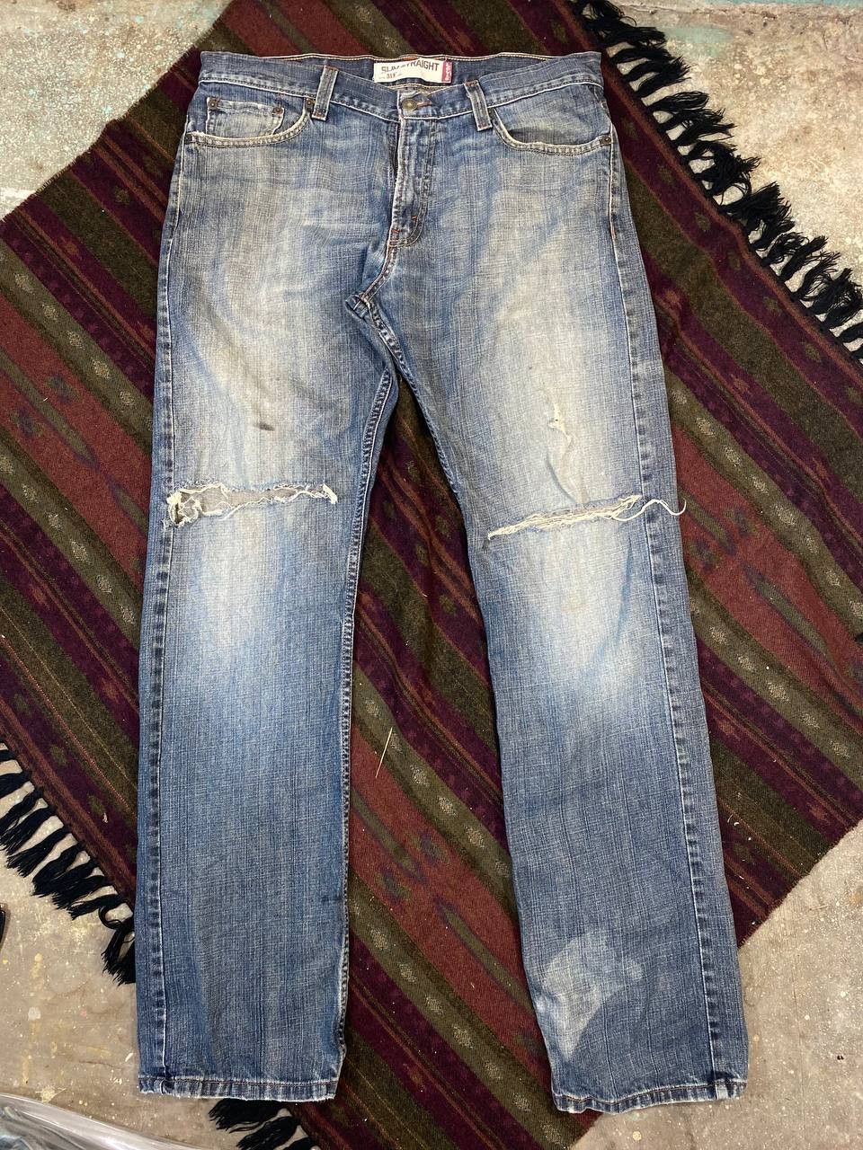 image of Distressed Denim x Levis 514 Slim Straight Distresssed Denim, Men's (Size 36)