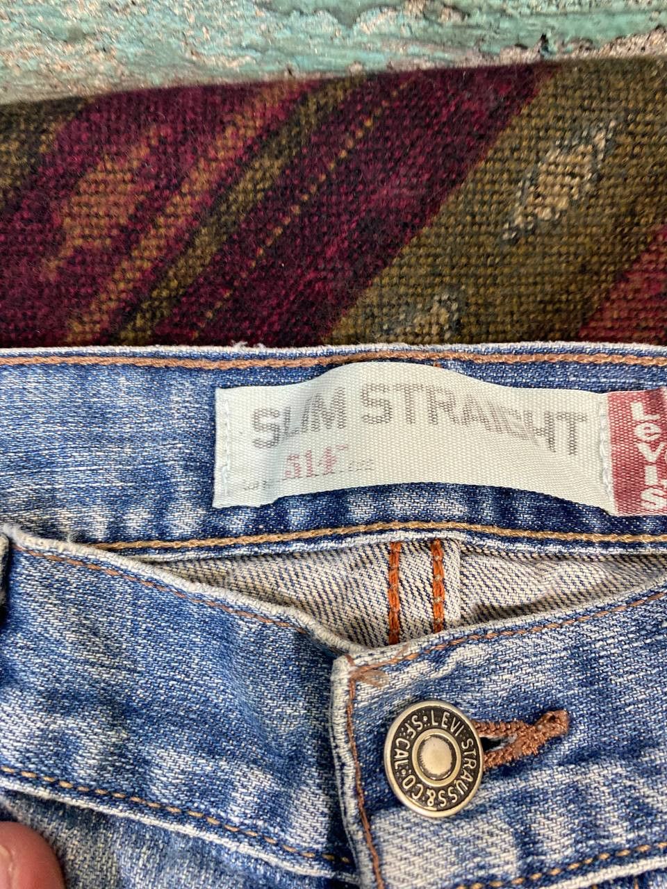 Levi's levis 514 slim straight denim nice design Size US 31 - 10 Thumbnail
