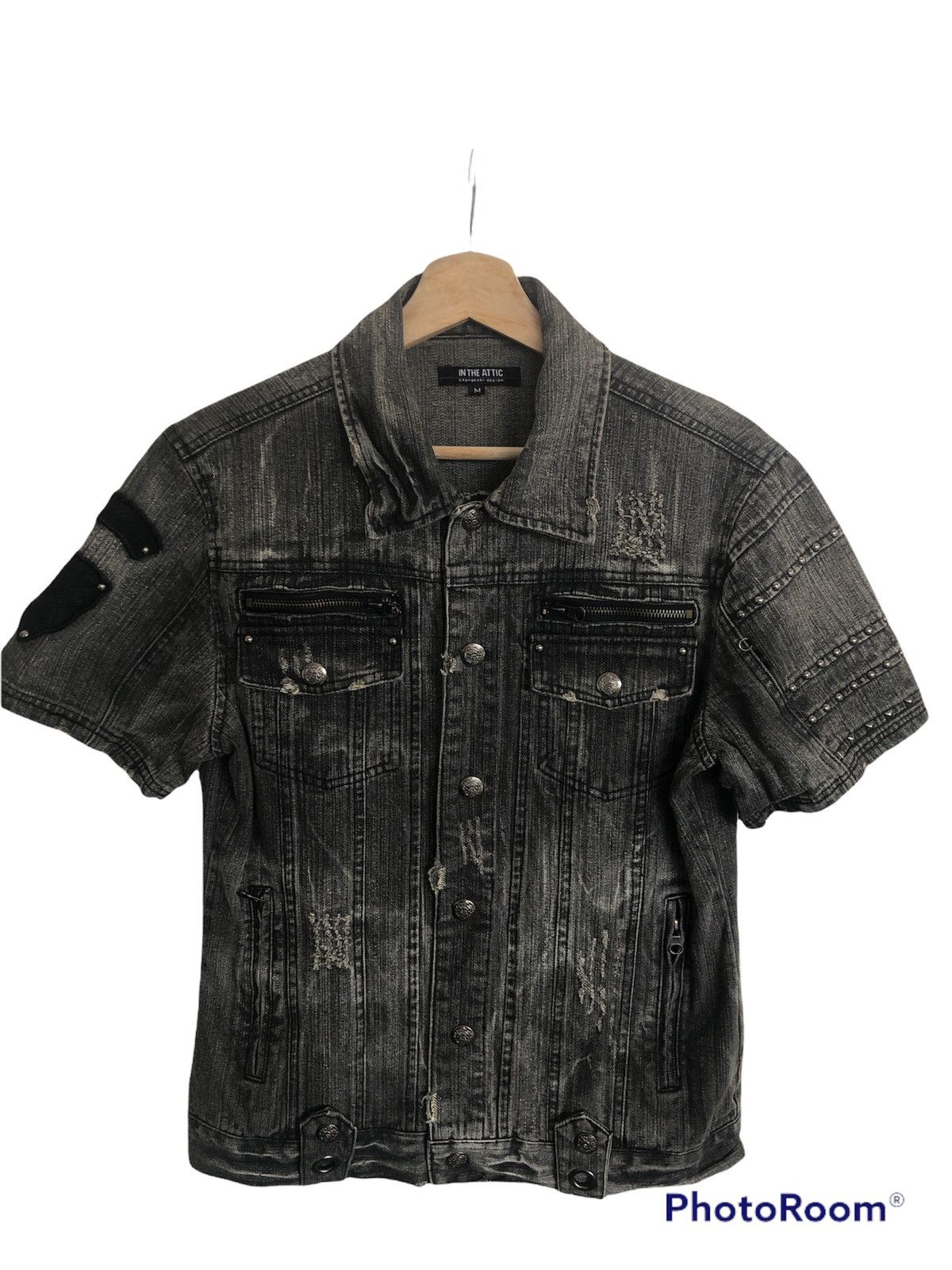 In The Attic In The Attic Distressed Denim Punk Style button up Size US M / EU 48-50 / 2 - 1 Thumbnail
