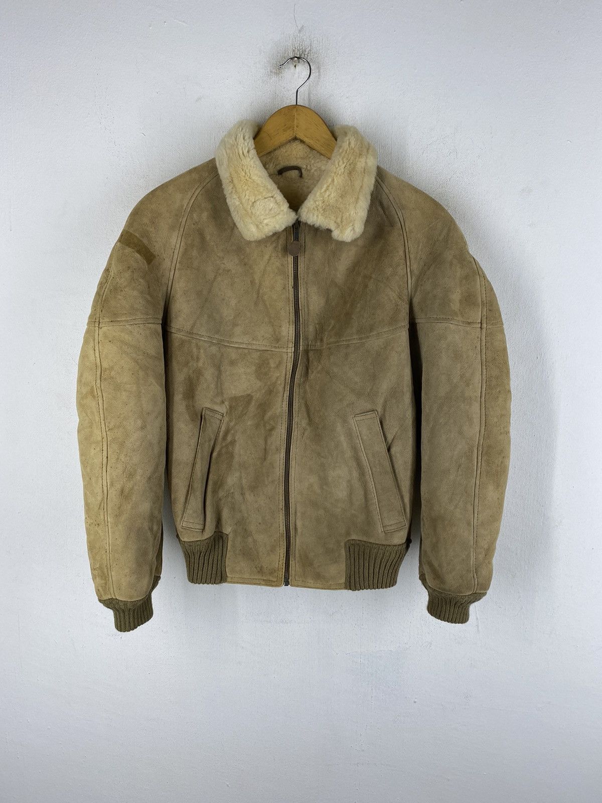 Pre-owned Leather Jacket Sheepskin Shearling  Made In Multicolor