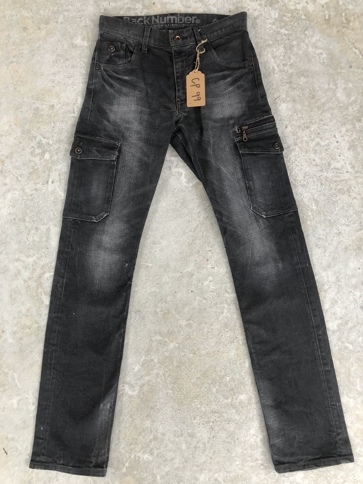 image of Seditionaries Back Number Cargo Pants Tactical Multipocket Distressed Jean in Black, Men's (Size 29