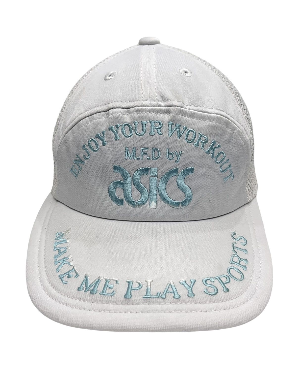 Pre-owned Asics 90's  Workout Mesh Trucker Hat Made In Japan In White