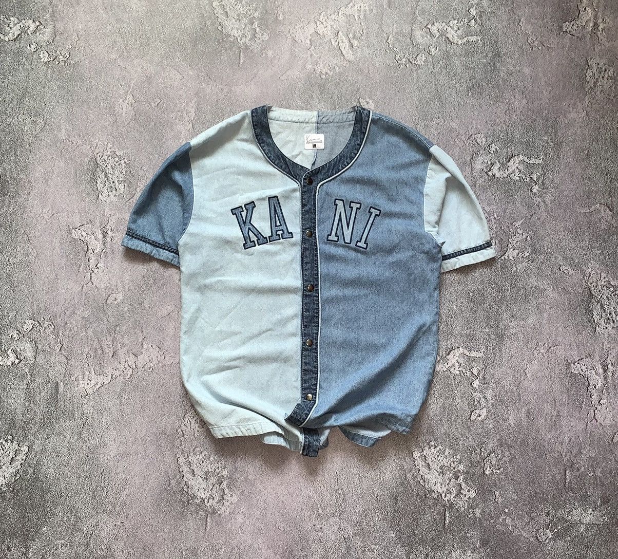 Karl Kani Streetwear Vintage Karl kani L button up denim jersey shirt tee T shirt dress Grailed