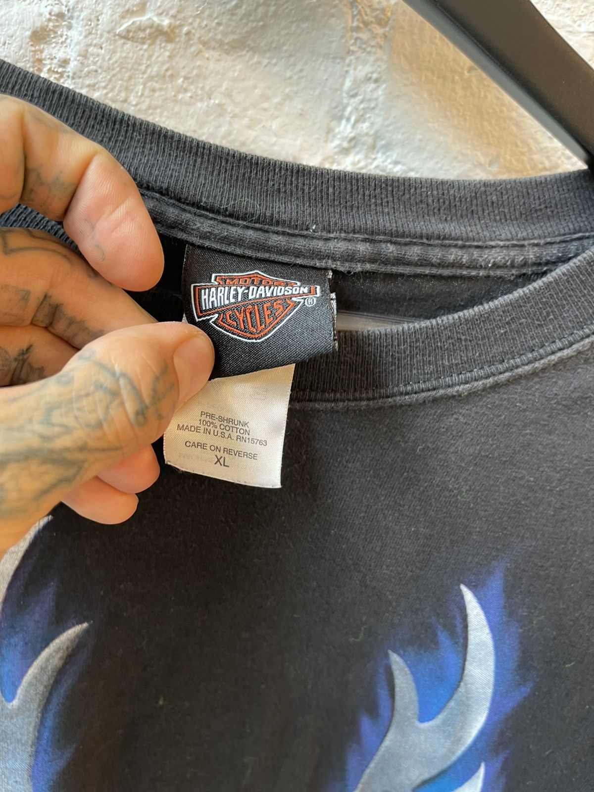 Harley Davidson × Vintage Vintage Harley Davidson Black Tribal Thunder Shirt XL Size US XL / EU 56 / 4 - 5 Thumbnail