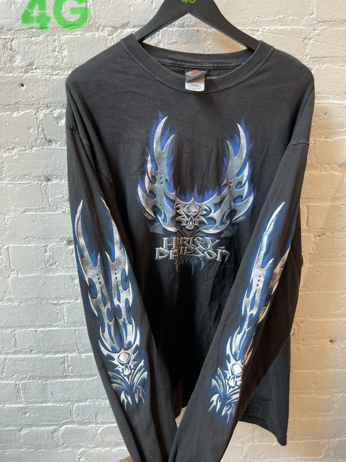 Harley Davidson × Vintage Vintage Harley Davidson Black Tribal Thunder Shirt XL Size US XL / EU 56 / 4 - 1 Thumbnail
