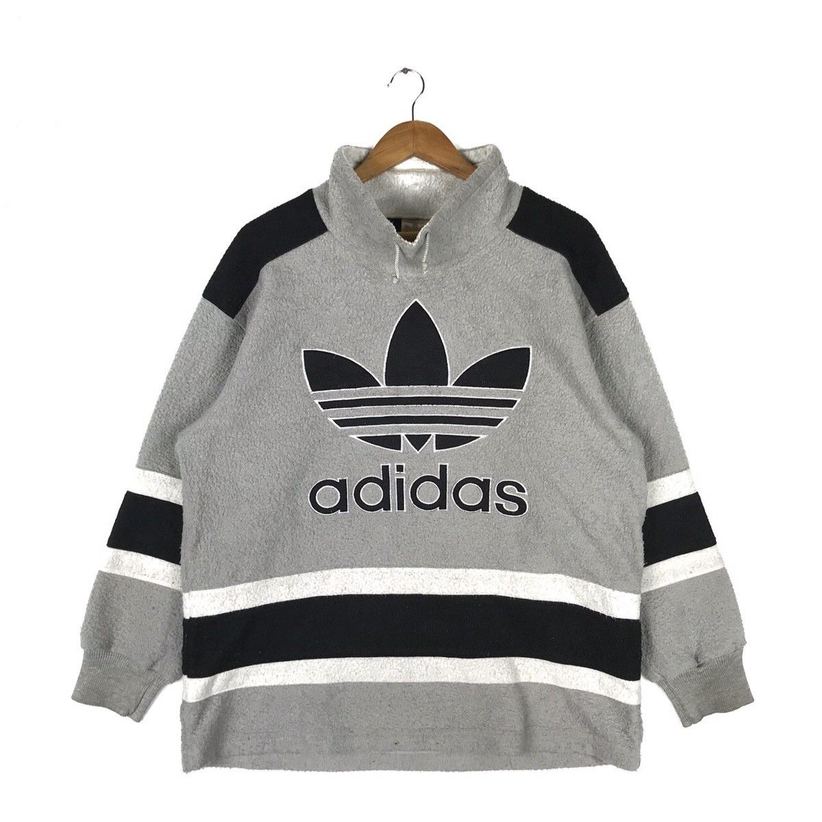 Vintage 90s Adidas Embroidered Trefoil Fleece Sweatshirt