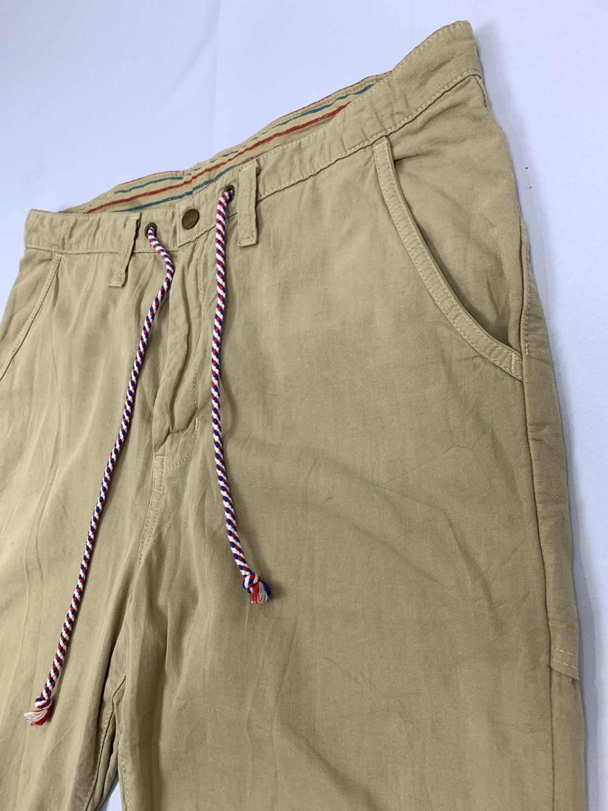 Edwin × Japanese Brand × Seditionaries Vintag EDWIN Dungaree Hemp Khaki Stripe Pullover Cargo Pant Size US 37 - 13 Thumbnail