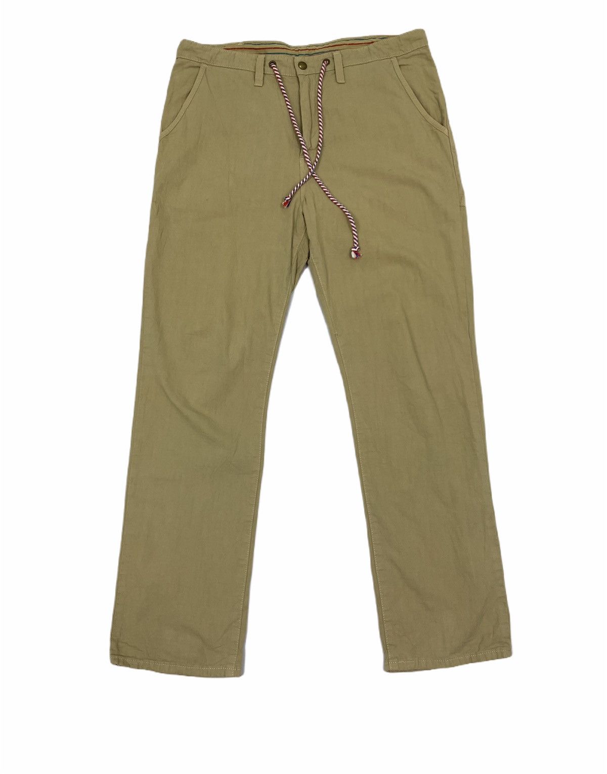 Edwin × Japanese Brand × Seditionaries Vintag EDWIN Dungaree Hemp Khaki Stripe Pullover Cargo Pant Size US 37 - 1 Thumbnail