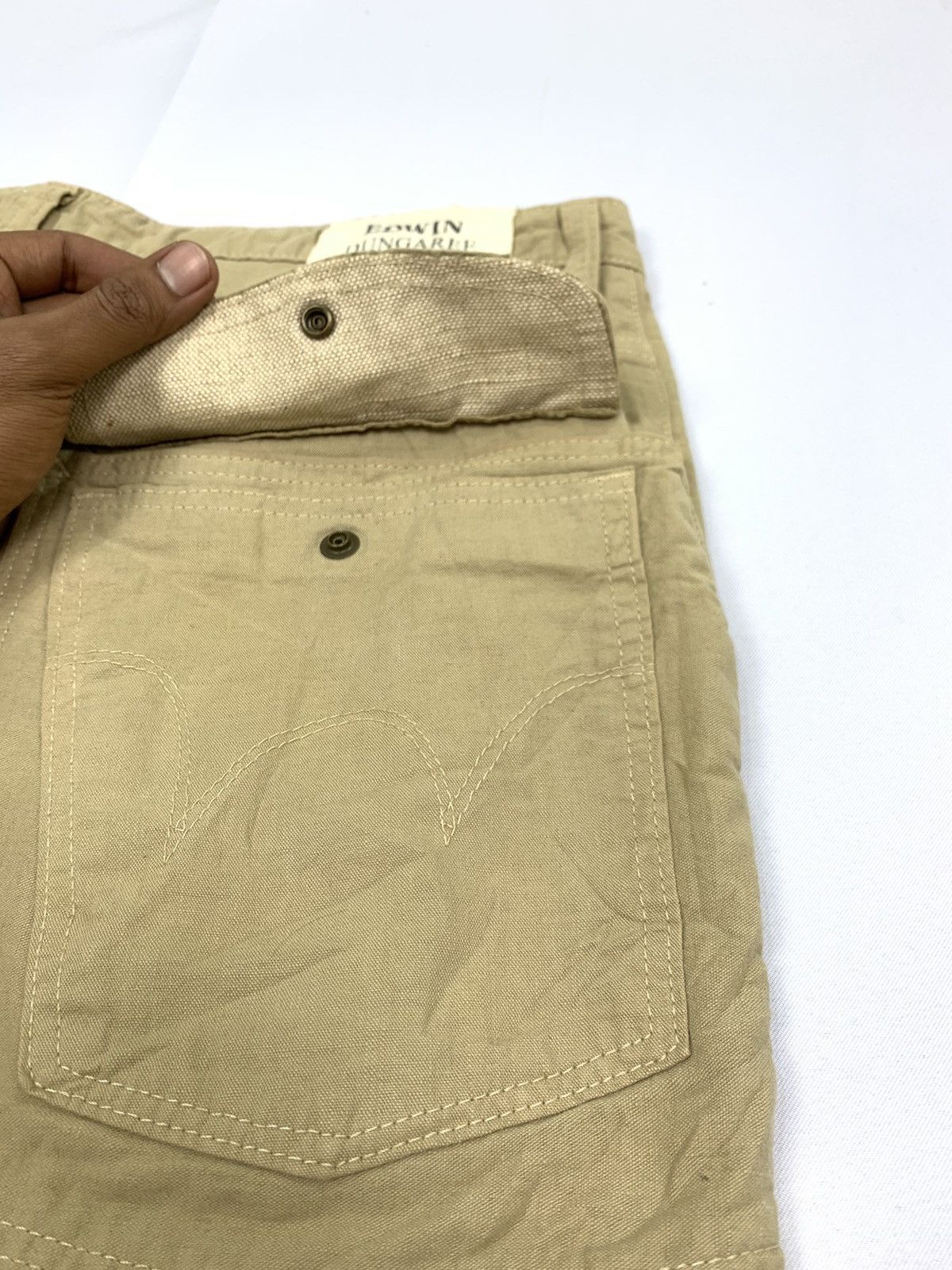 Edwin × Japanese Brand × Seditionaries Vintag EDWIN Dungaree Hemp Khaki Stripe Pullover Cargo Pant Size US 37 - 20 Thumbnail