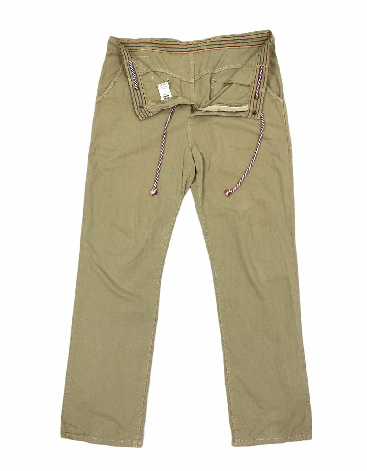 Edwin × Japanese Brand × Seditionaries Vintag EDWIN Dungaree Hemp Khaki Stripe Pullover Cargo Pant Size US 37 - 3 Thumbnail