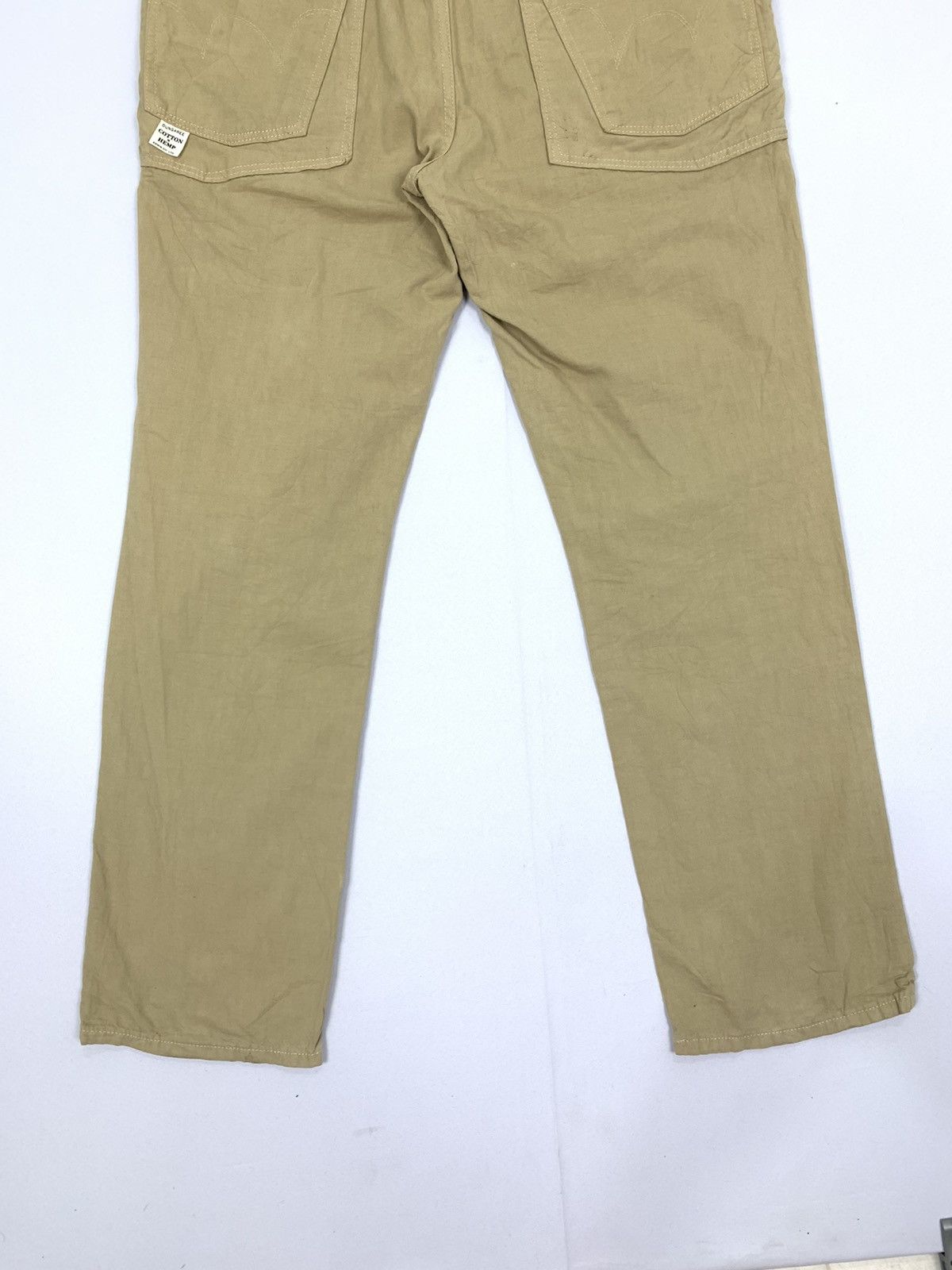 Edwin × Japanese Brand × Seditionaries Vintag EDWIN Dungaree Hemp Khaki Stripe Pullover Cargo Pant Size US 37 - 15 Thumbnail
