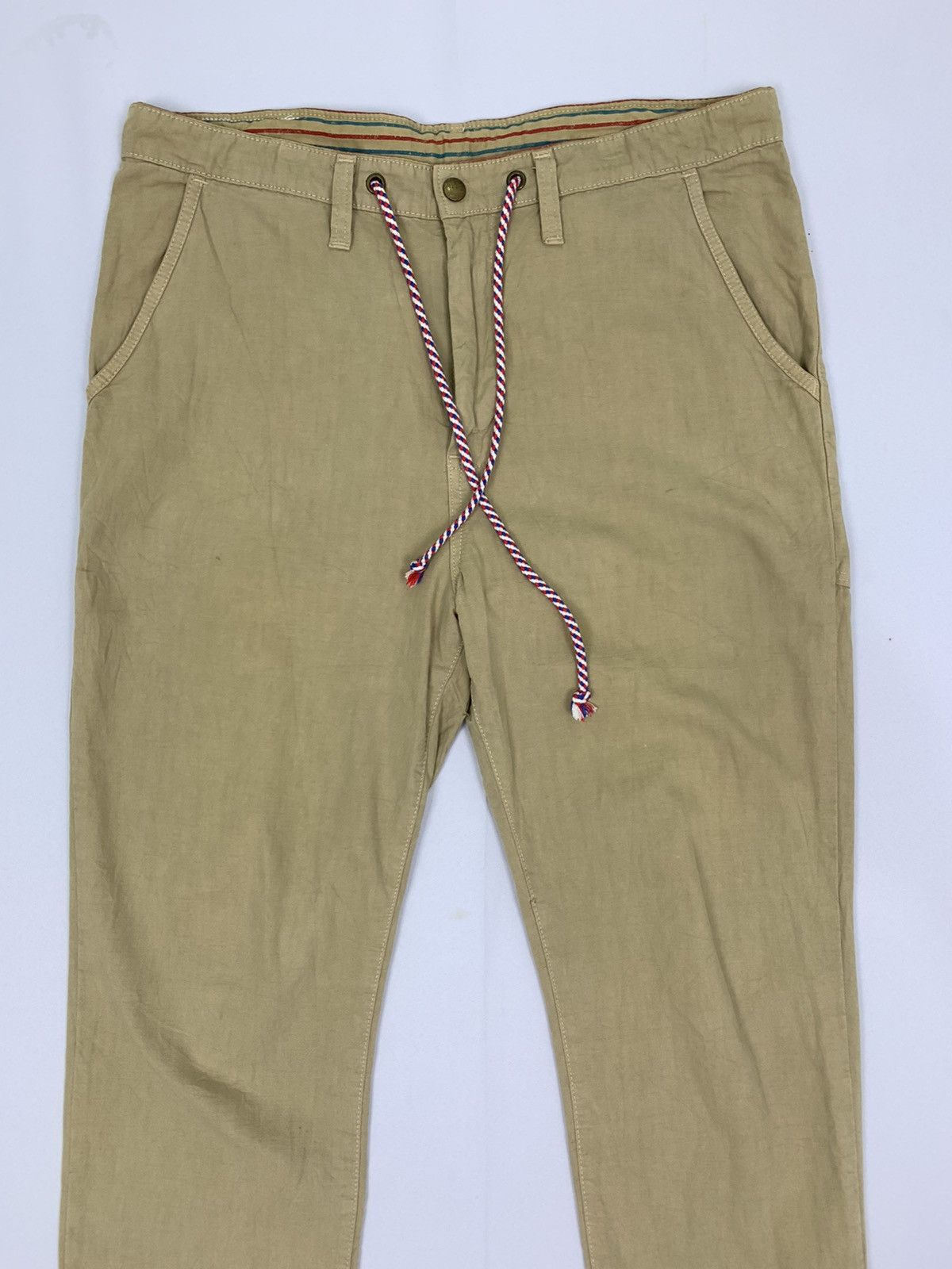 Edwin × Japanese Brand × Seditionaries Vintag EDWIN Dungaree Hemp Khaki Stripe Pullover Cargo Pant Size US 37 - 4 Thumbnail