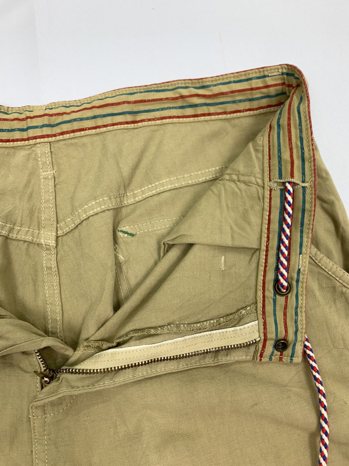 Edwin × Japanese Brand × Seditionaries Vintag EDWIN Dungaree Hemp Khaki Stripe Pullover Cargo Pant Size US 37 - 11 Thumbnail