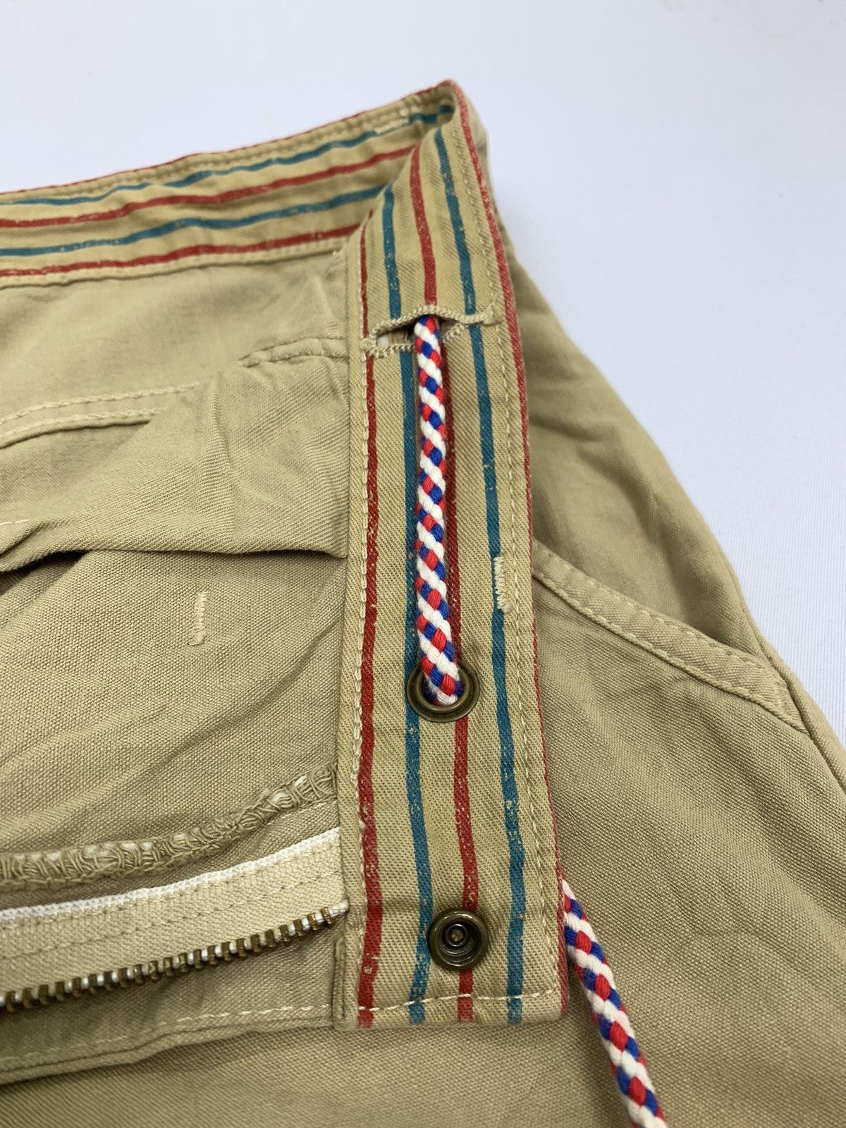 Edwin × Japanese Brand × Seditionaries Vintag EDWIN Dungaree Hemp Khaki Stripe Pullover Cargo Pant Size US 37 - 9 Thumbnail