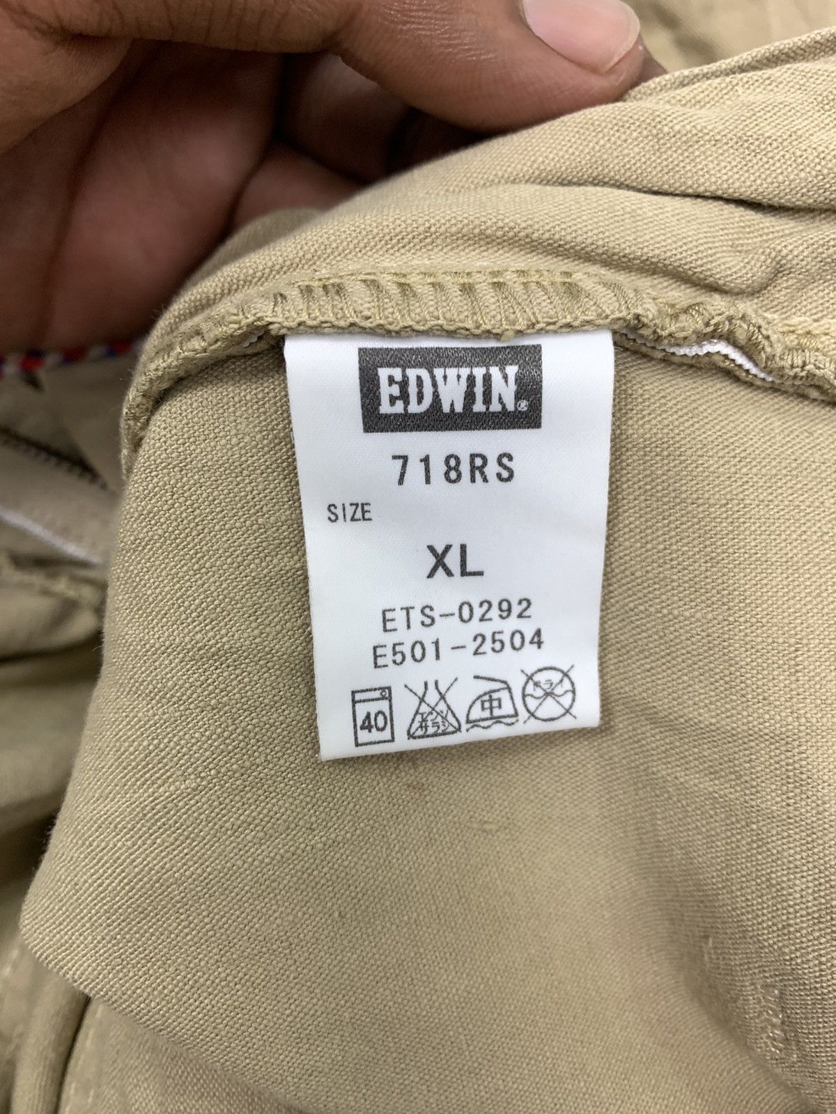 Edwin × Japanese Brand × Seditionaries Vintag EDWIN Dungaree Hemp Khaki Stripe Pullover Cargo Pant Size US 37 - 21 Thumbnail