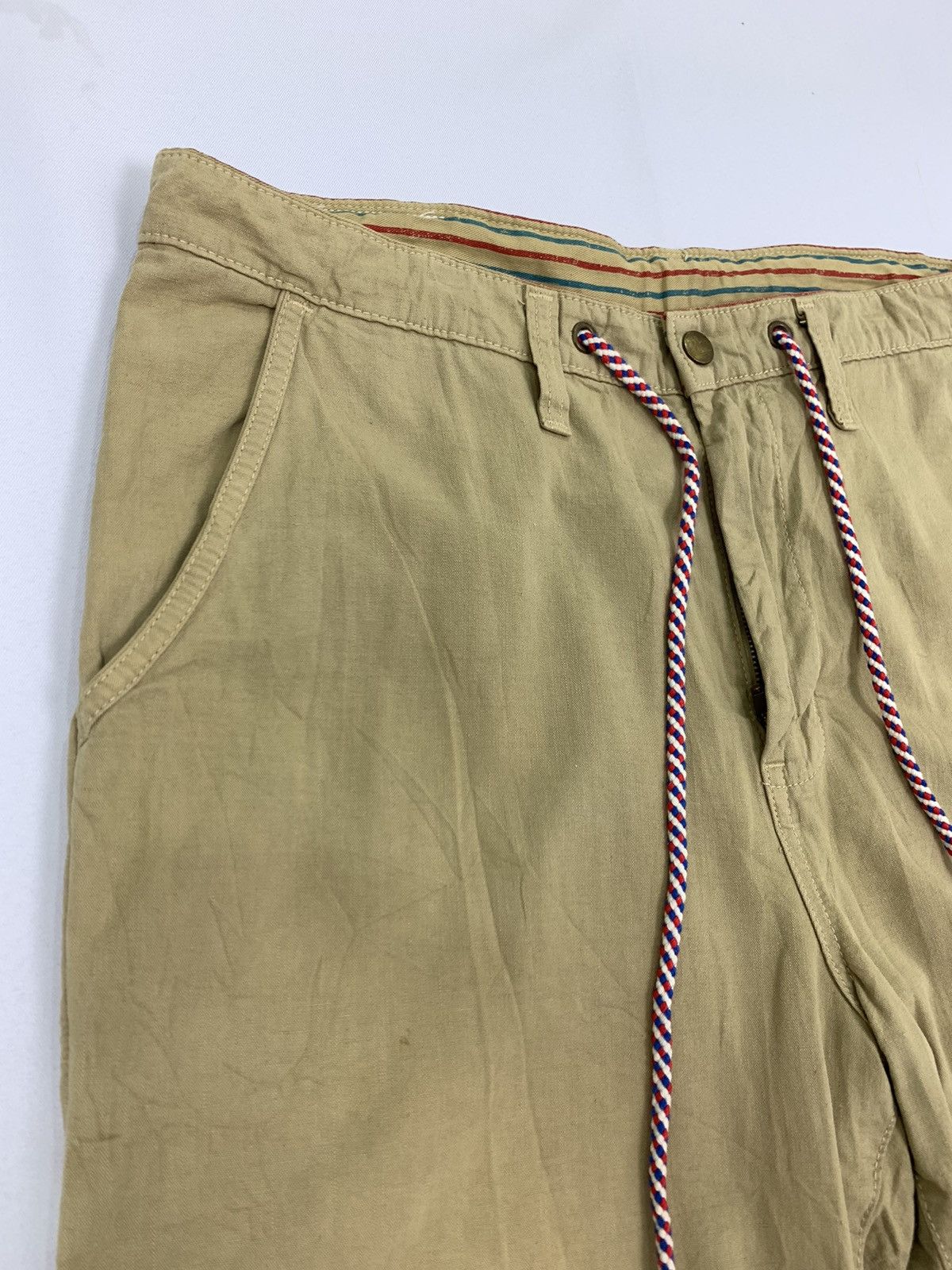 Edwin × Japanese Brand × Seditionaries Vintag EDWIN Dungaree Hemp Khaki Stripe Pullover Cargo Pant Size US 37 - 12 Thumbnail