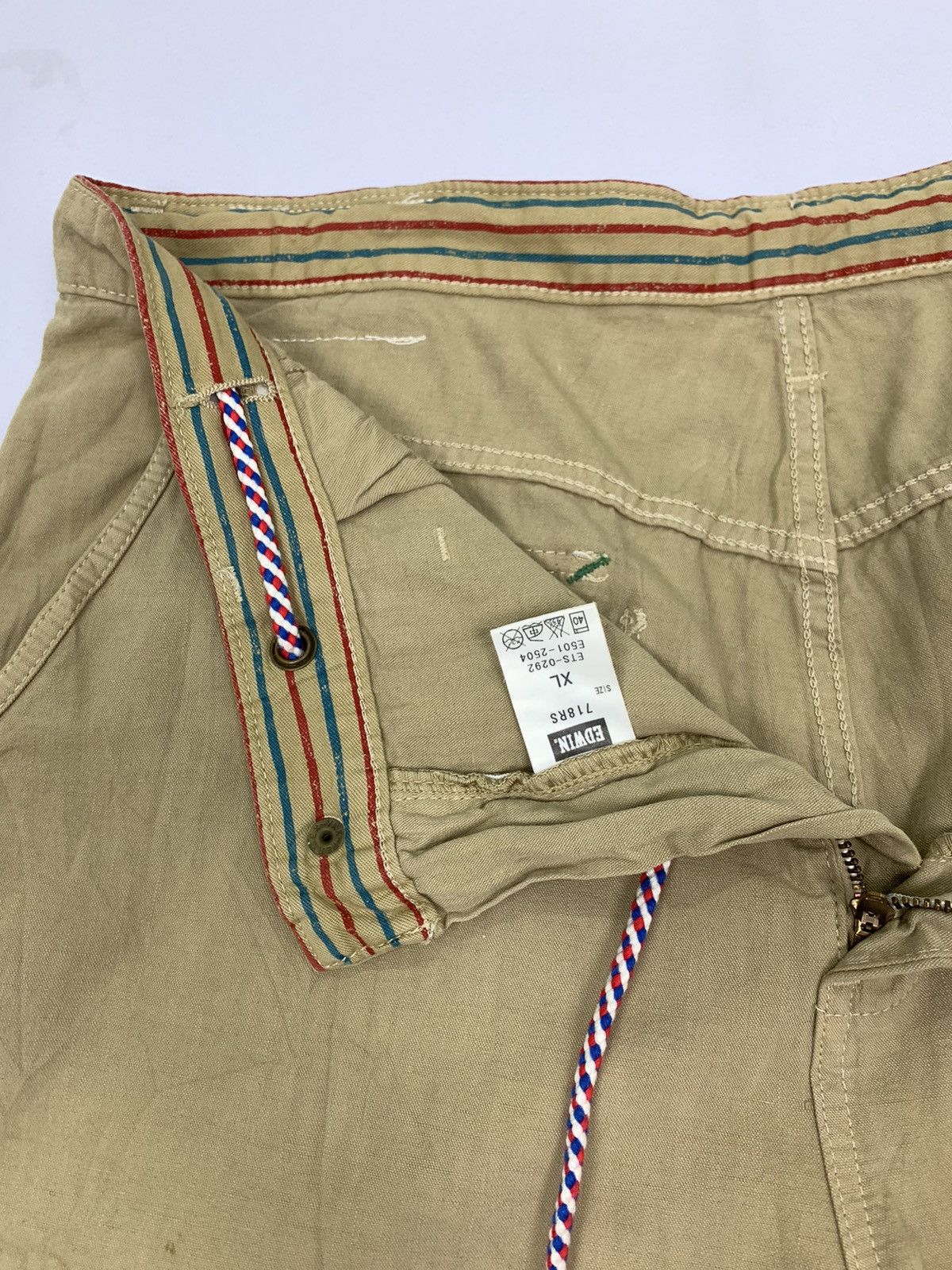 Edwin × Japanese Brand × Seditionaries Vintag EDWIN Dungaree Hemp Khaki Stripe Pullover Cargo Pant Size US 37 - 10 Thumbnail
