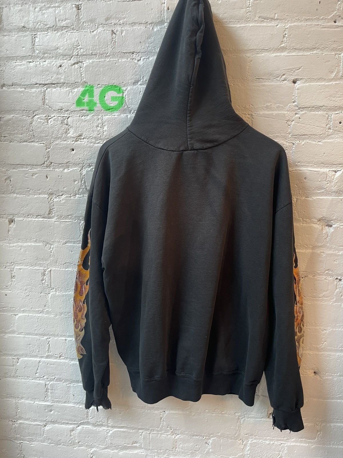 Vintage Vintage 90s THRASHED Eagle Flames Black Hoodie Paper Thin Size US L / EU 52-54 / 3 - 8 Thumbnail