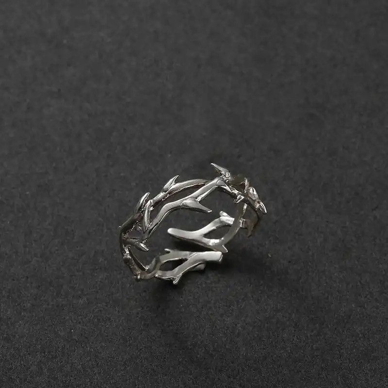 Jewelry × Vintage Punk Irregular Thorns Couple Ring Adjustable Size ONE SIZE - 1 Thumbnail