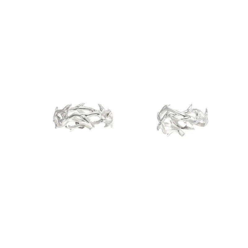 Jewelry × Vintage Punk Irregular Thorns Couple Ring Adjustable Size ONE SIZE - 5 Thumbnail
