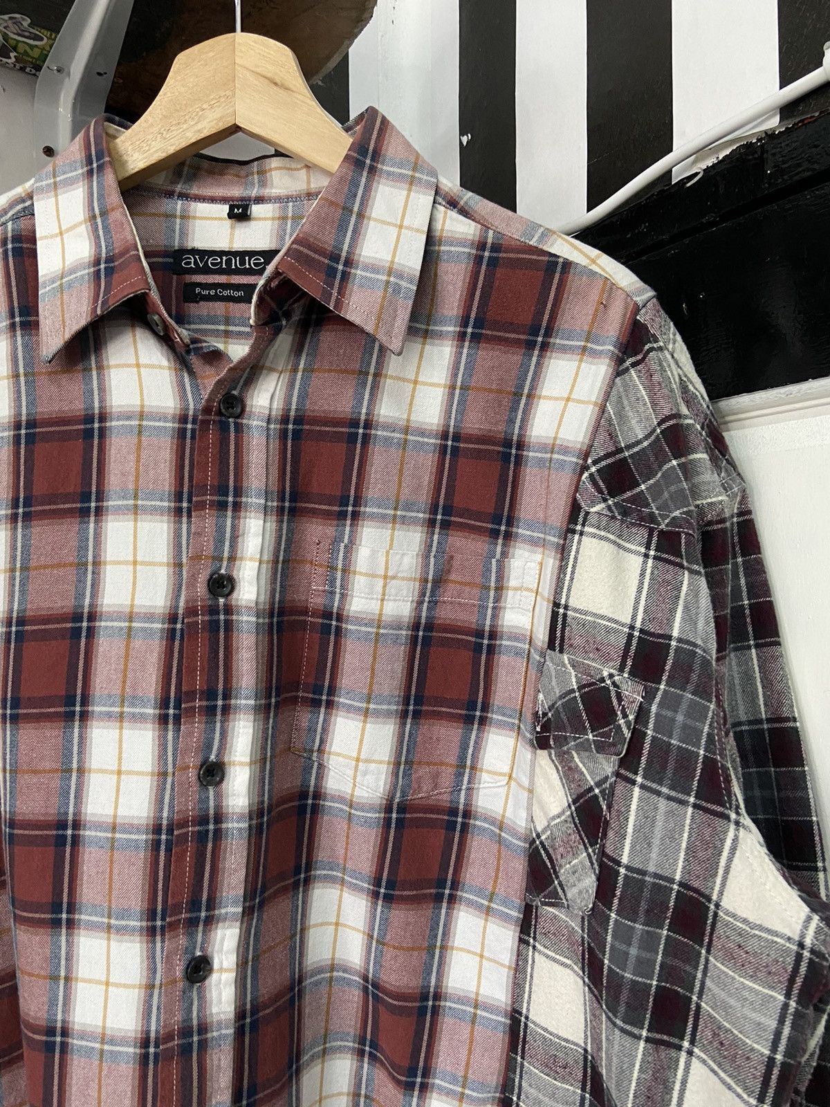 Hysteric Glamour × Japanese Brand × Vintage Vintage Avenue Rebuild Upcycled Cut Oversized Flannel Shirt Size US L / EU 52-54 / 3 - 5 Thumbnail