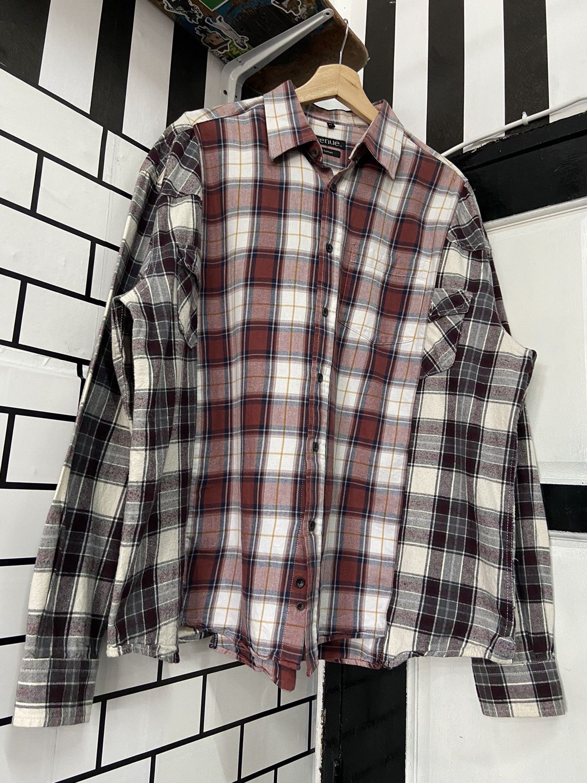 Hysteric Glamour × Japanese Brand × Vintage Vintage Avenue Rebuild Upcycled Cut Oversized Flannel Shirt Size US L / EU 52-54 / 3 - 4 Thumbnail