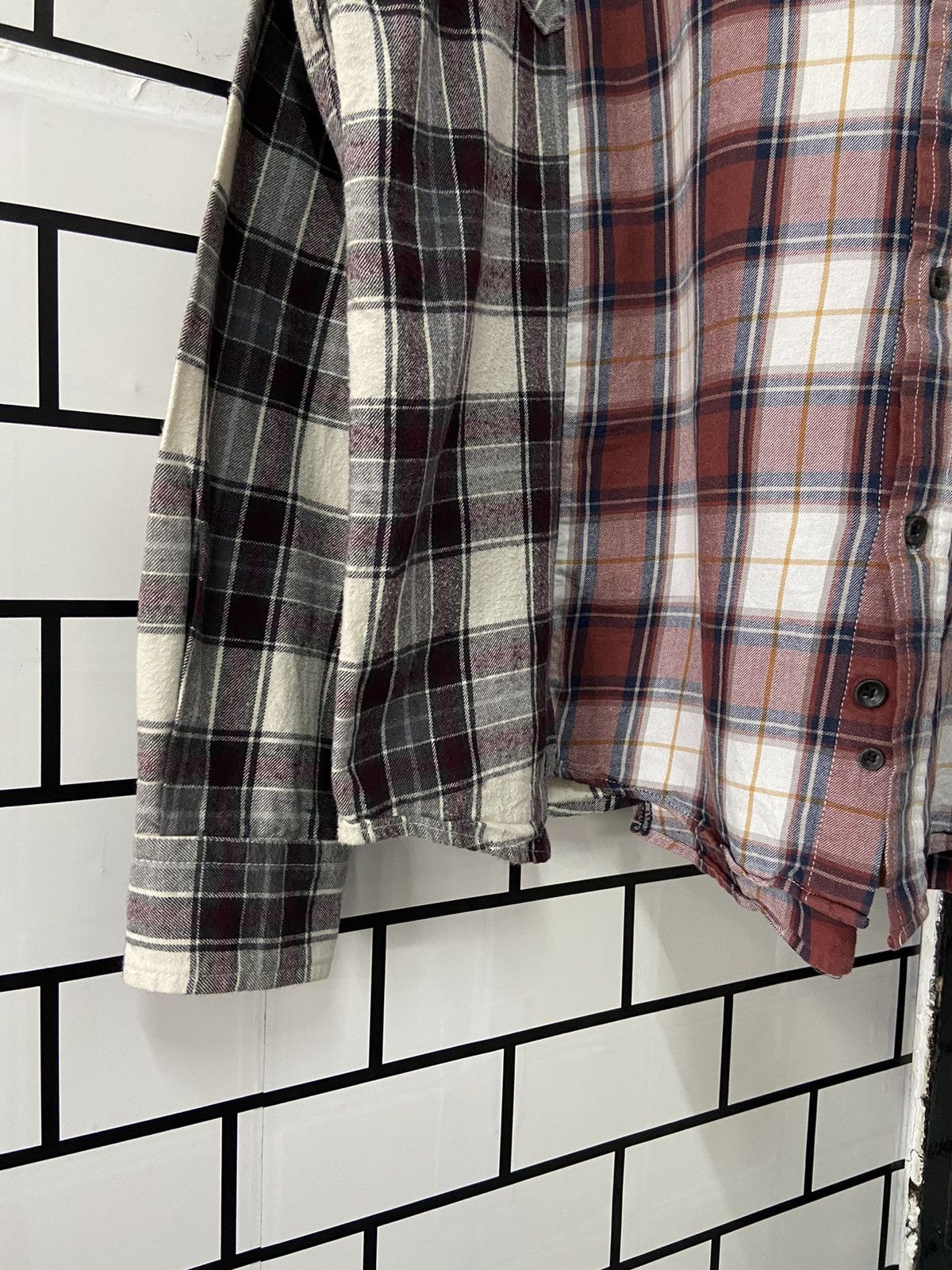 Hysteric Glamour × Japanese Brand × Vintage Vintage Avenue Rebuild Upcycled Cut Oversized Flannel Shirt Size US L / EU 52-54 / 3 - 6 Thumbnail
